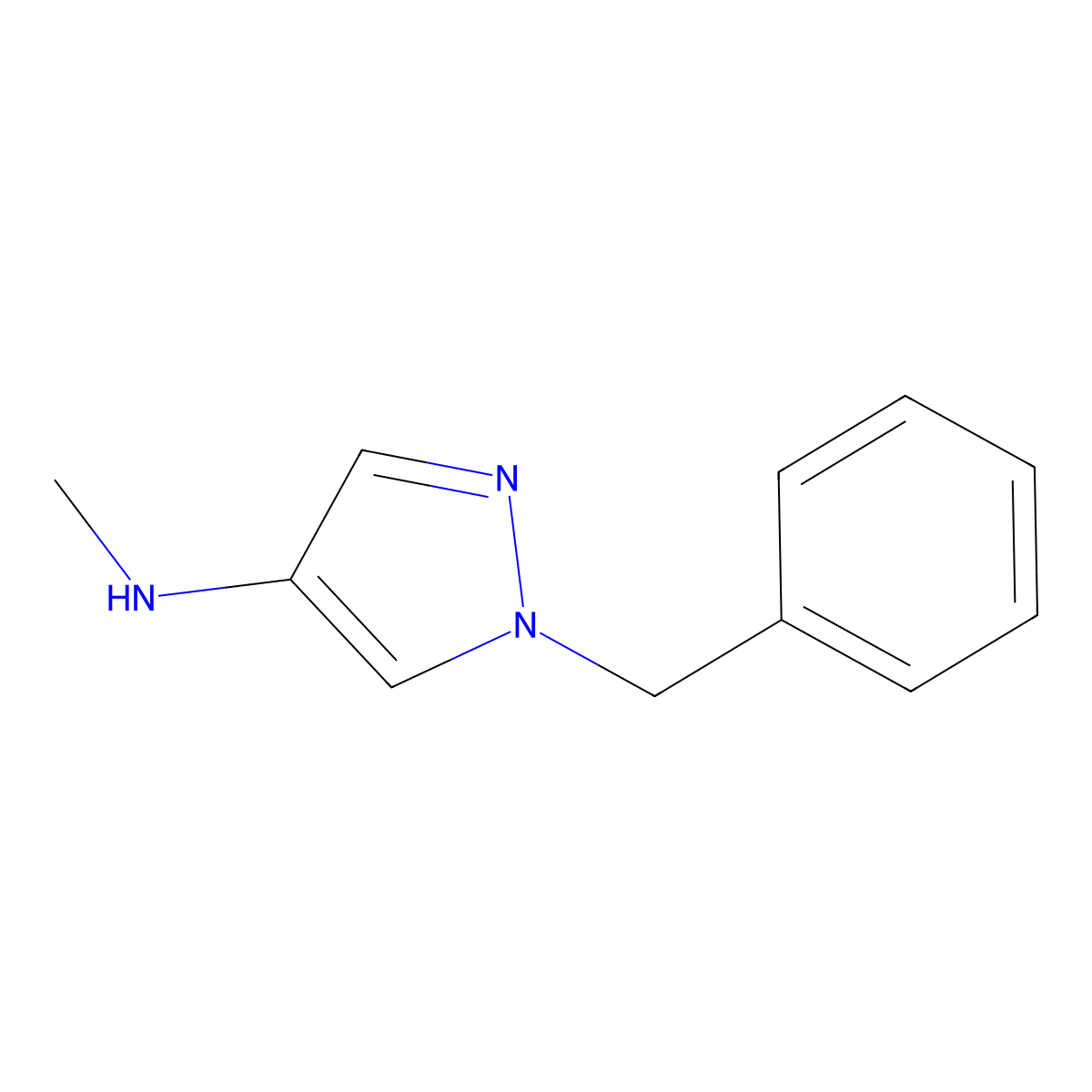 Pyrazole, 1-benzyl-4-(methylamino)- molecular structure, CAS 28466-70-8