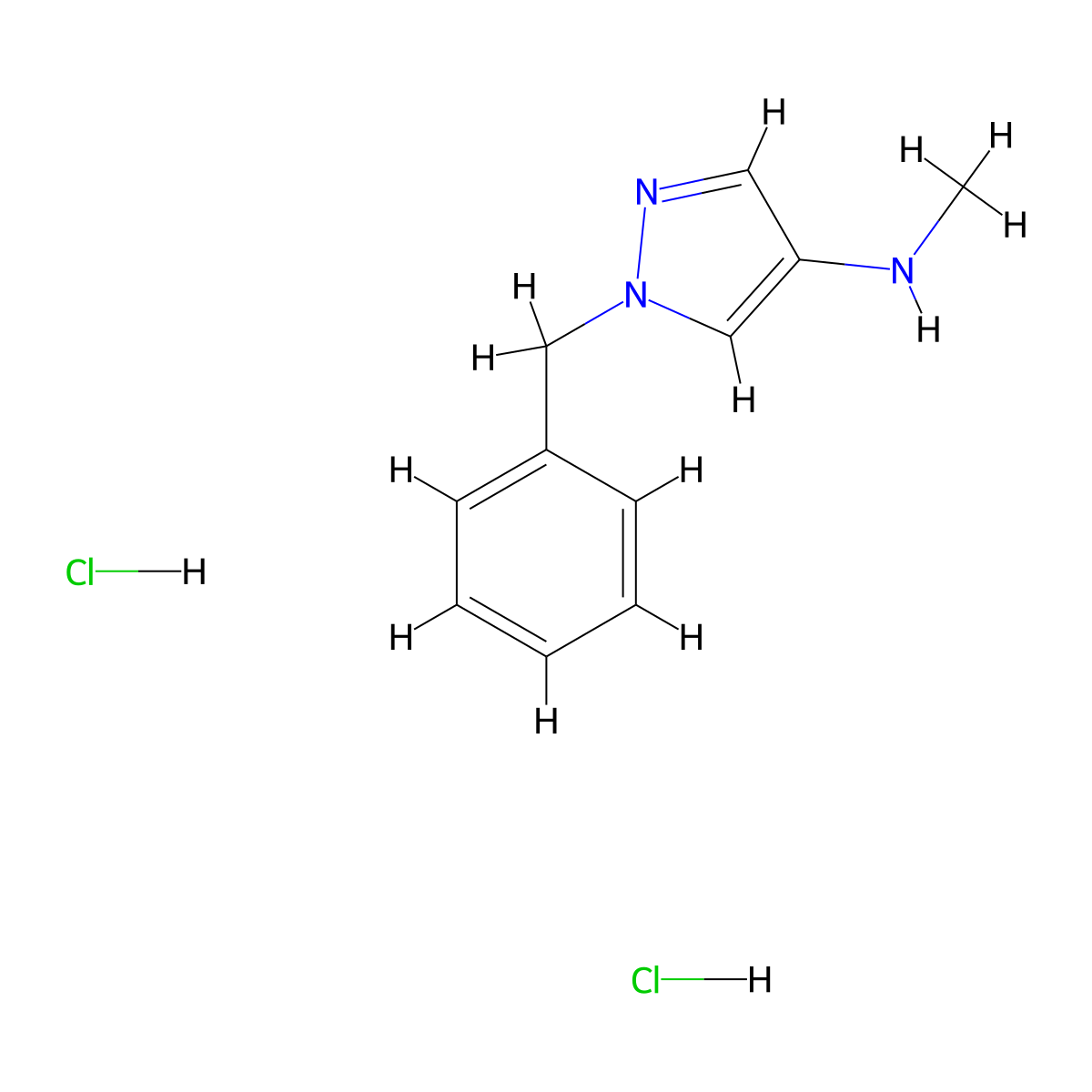 N-Methyl-1-Benzyl-pyrazol-4-amine Dihydrochloride molecular structure, CAS 28466-71-9