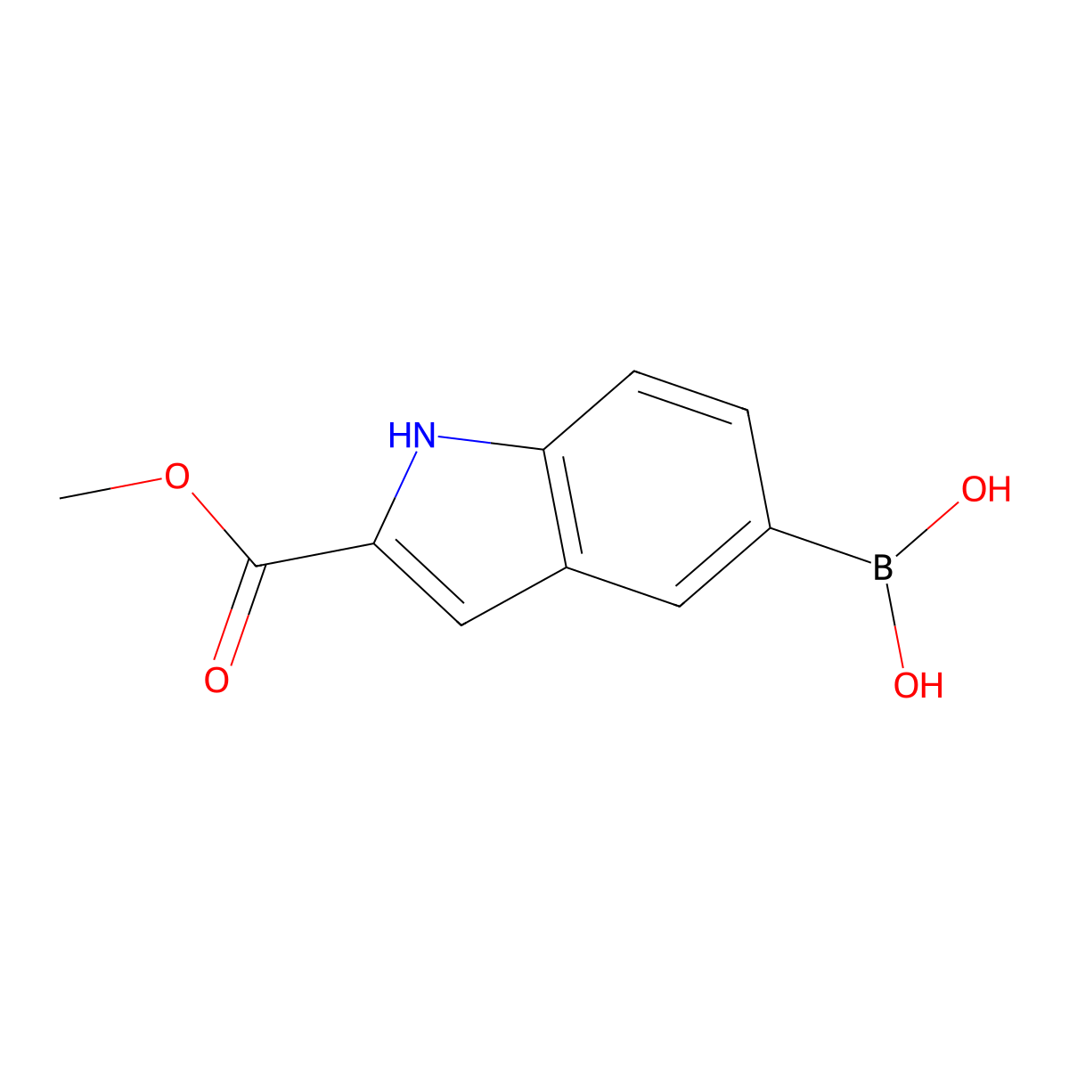 (2-(Methoxycarbonyl)-1H-indol-5-yl)boronic acid molecular structure, CAS 284660-86-2
