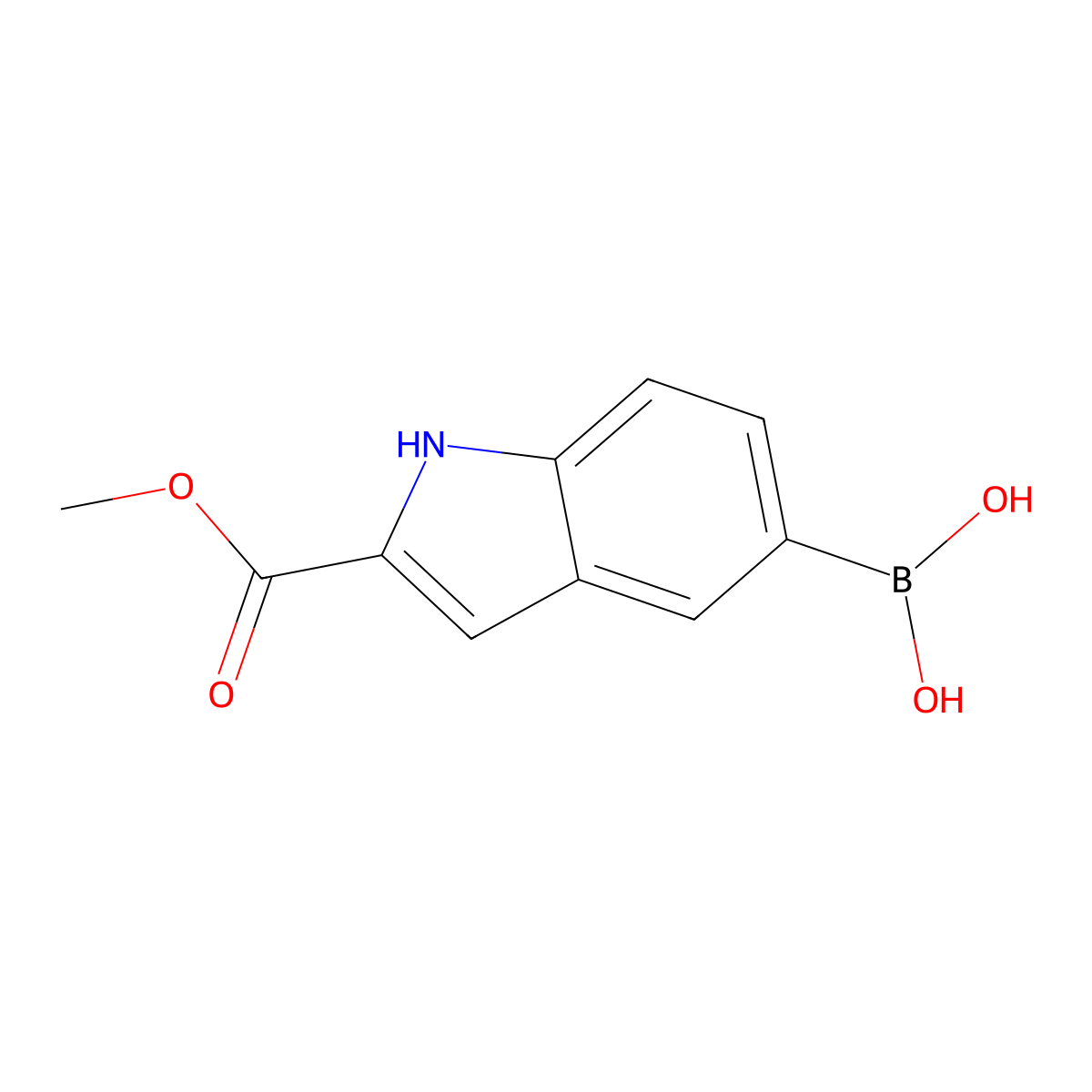 (2-(Methoxycarbonyl)-1H-indol-5-yl)boronic acid molecular structure, CAS 284660-86-2