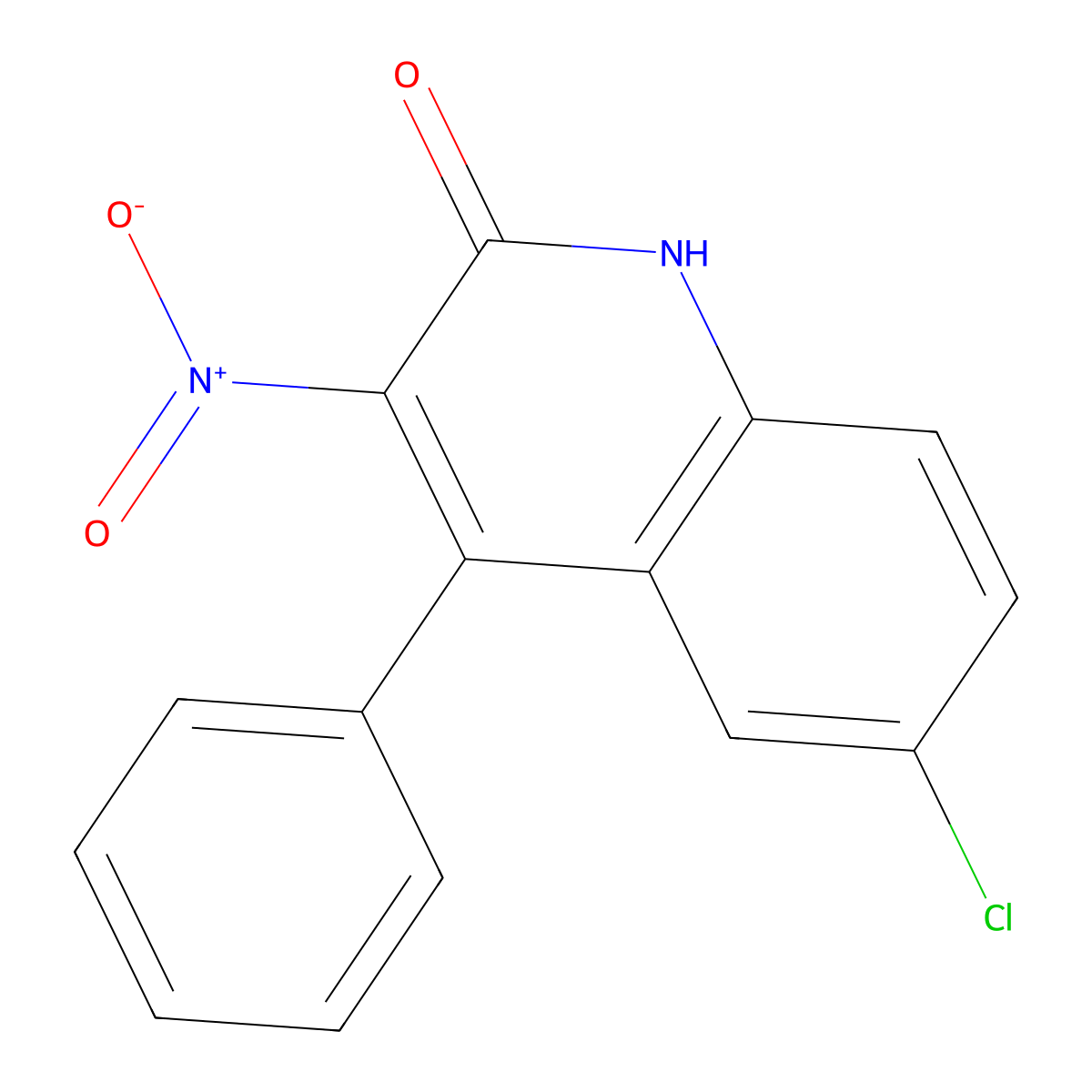 6-Chloro-3-nitro-4-phenyl-quinolin-2-ol molecular structure, CAS 284663-83-8