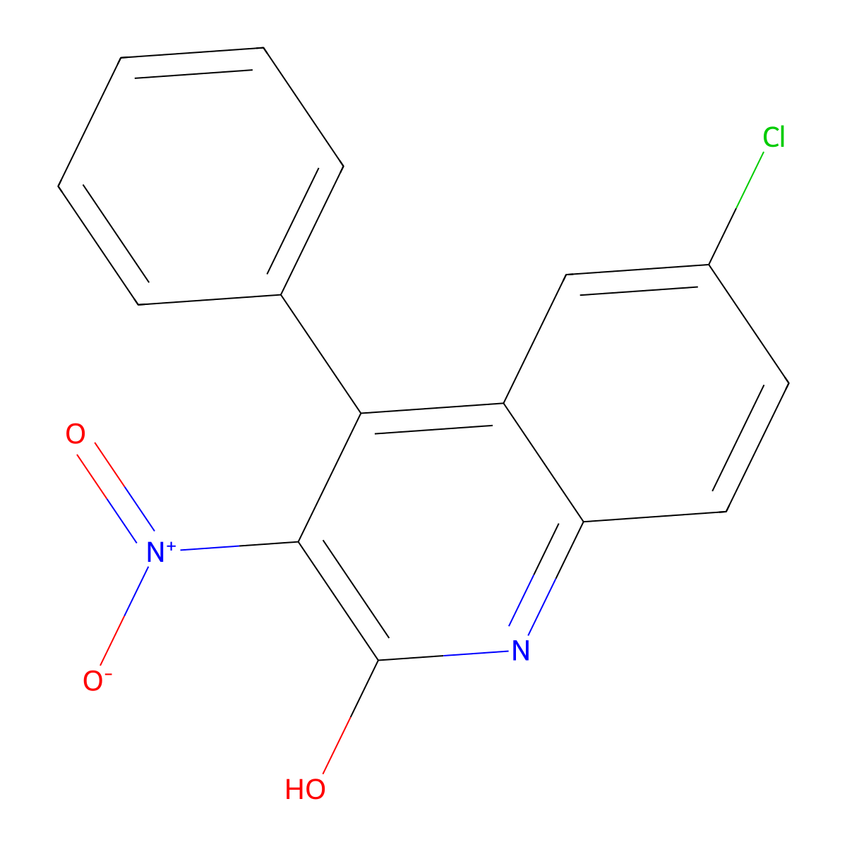 6-Chloro-3-nitro-4-phenyl-quinolin-2-ol molecular structure, CAS 284663-83-8