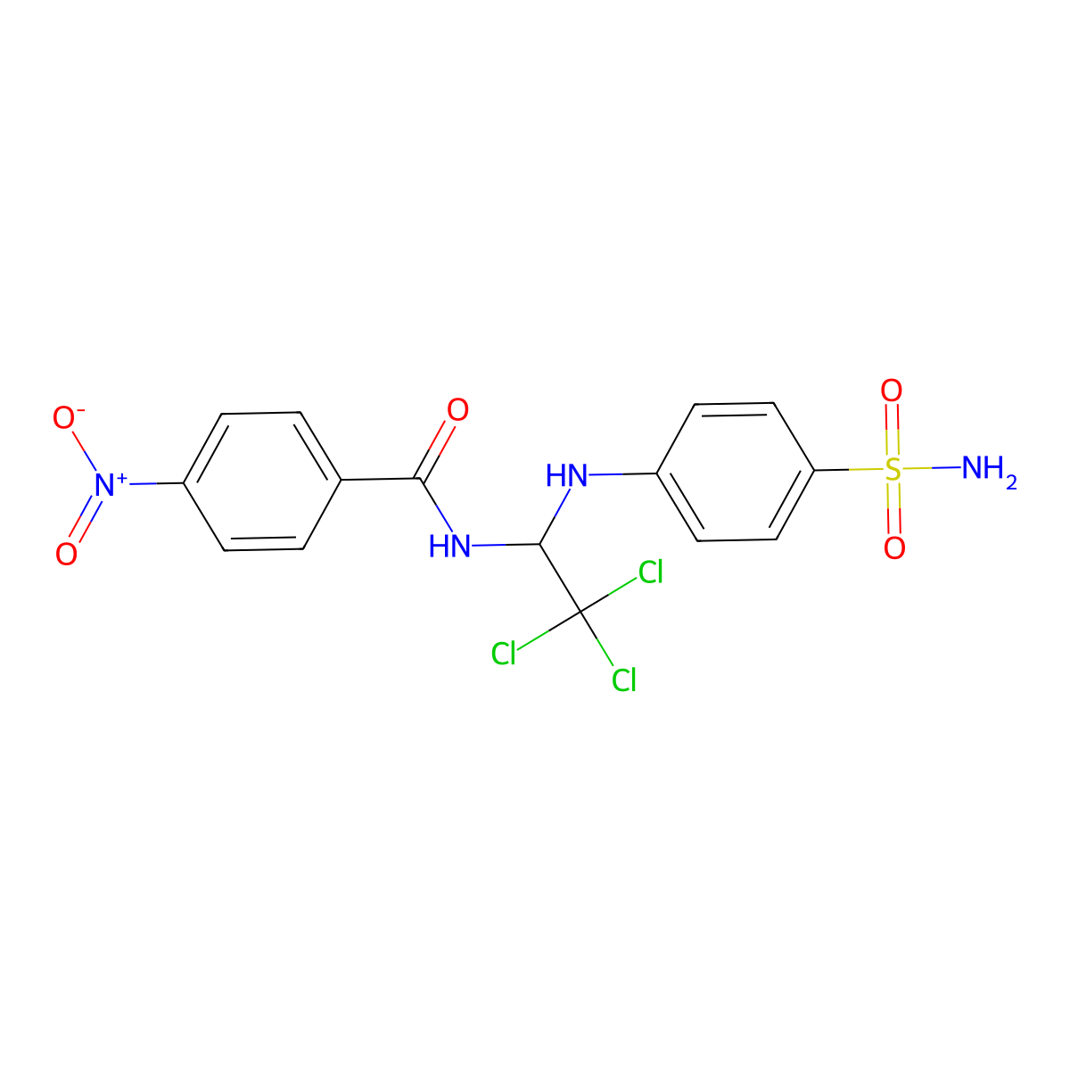 4-nitro-N-[2,2,2-trichloro-1-(4-sulfamoylanilino)ethyl]benzamide molecular structure, CAS 284664-28-4