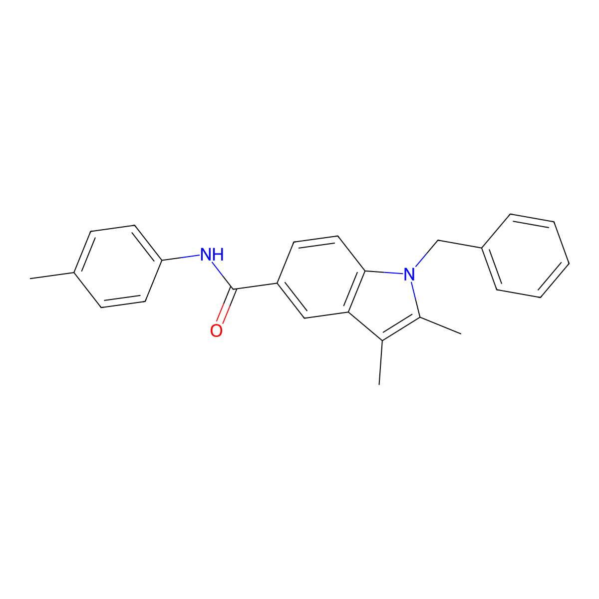 1-benzyl-2,3-dimethyl-N-(4-methylphenyl)indole-5-carboxamide molecular structure, CAS 284664-30-8