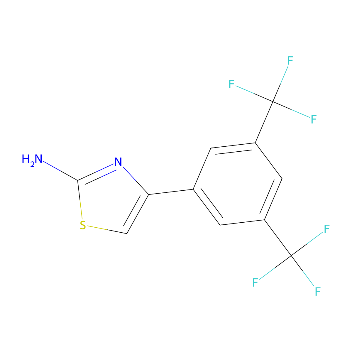 4-(3,5-Bis(trifluoromethyl)phenyl)thiazol-2-amine molecular structure, CAS 284665-40-3