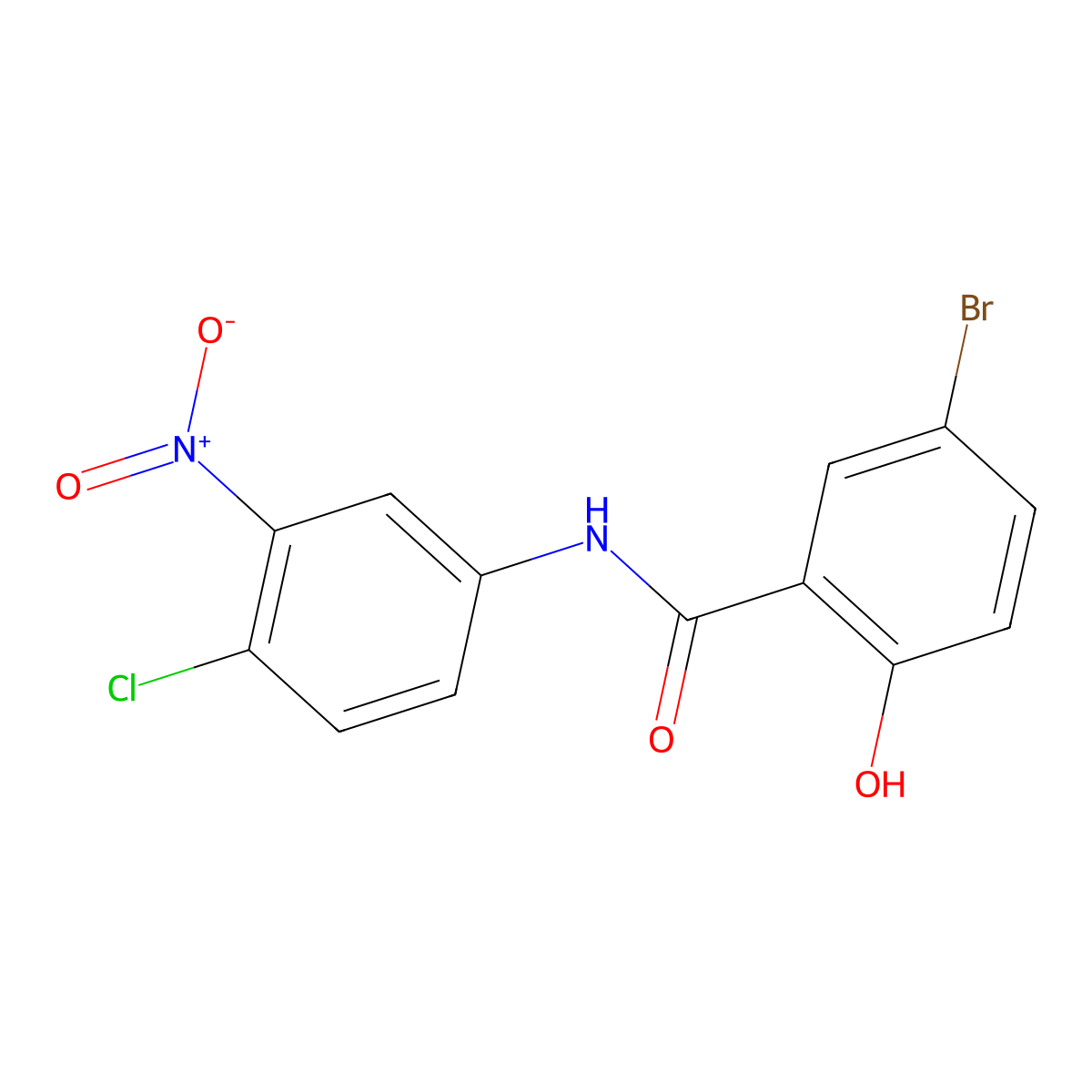 5-Bromo-N-(4-chloro-3-nitrophenyl)-2-hydroxybenzamide molecular structure, CAS 284668-44-6