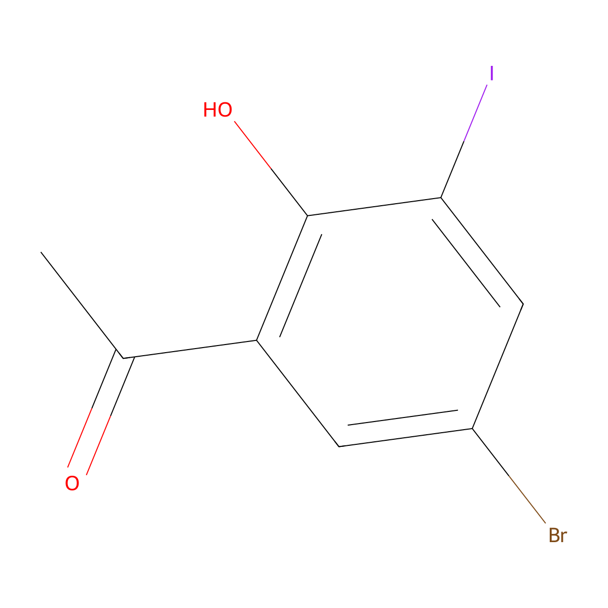 1-(5-Bromo-2-hydroxy-3-iodophenyl)ethan-1-one molecular structure, CAS 28467-11-0