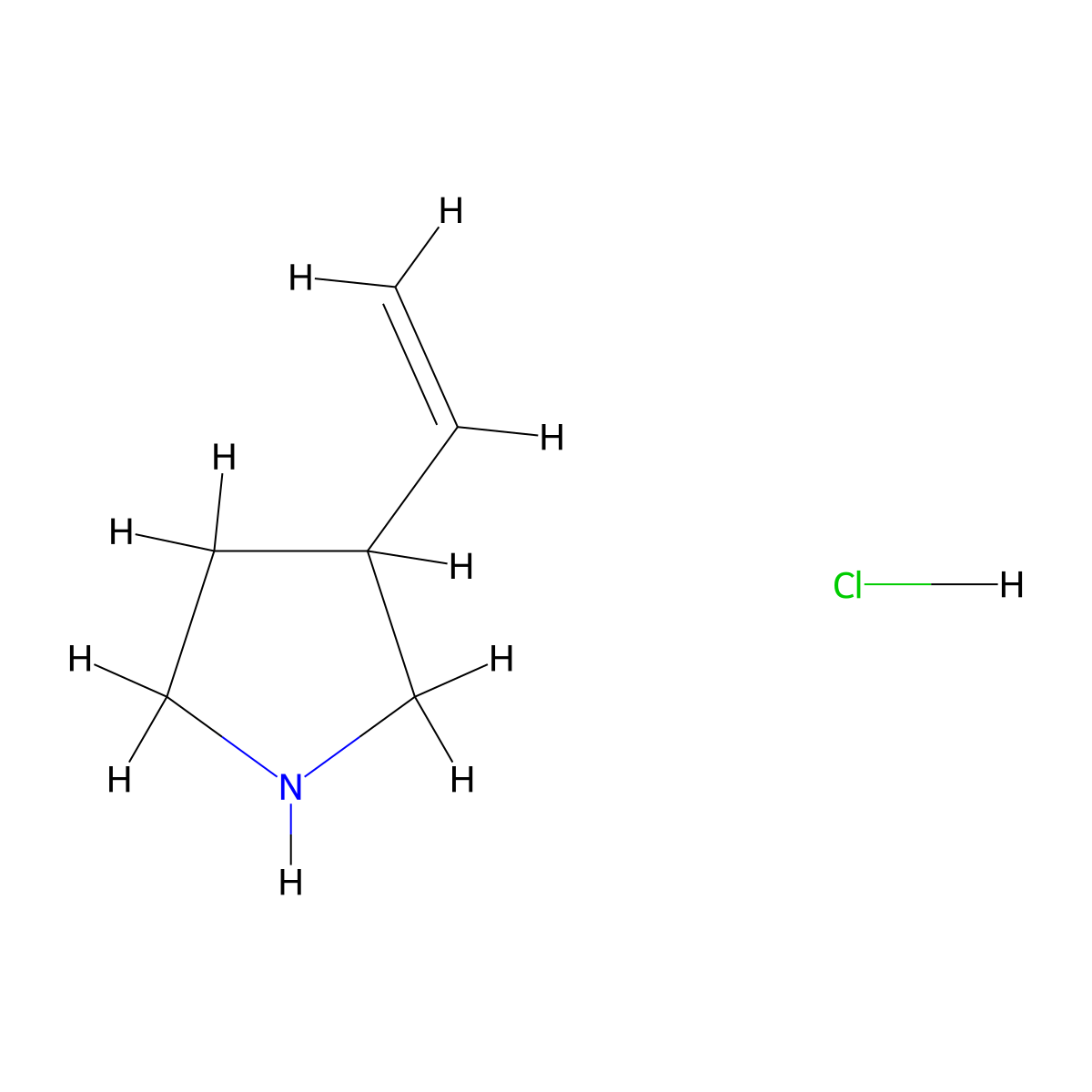 3-Ethenylpyrrolidine hydrochloride molecular structure, CAS 284670-91-3