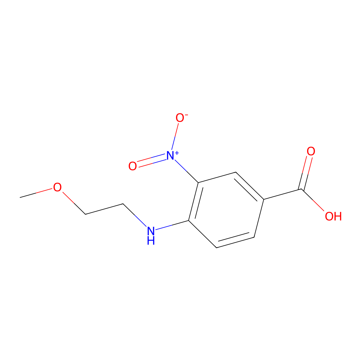 4-[(2-Methoxyethyl)amino]-3-nitrobenzoic acid molecular structure, CAS 284672-80-6