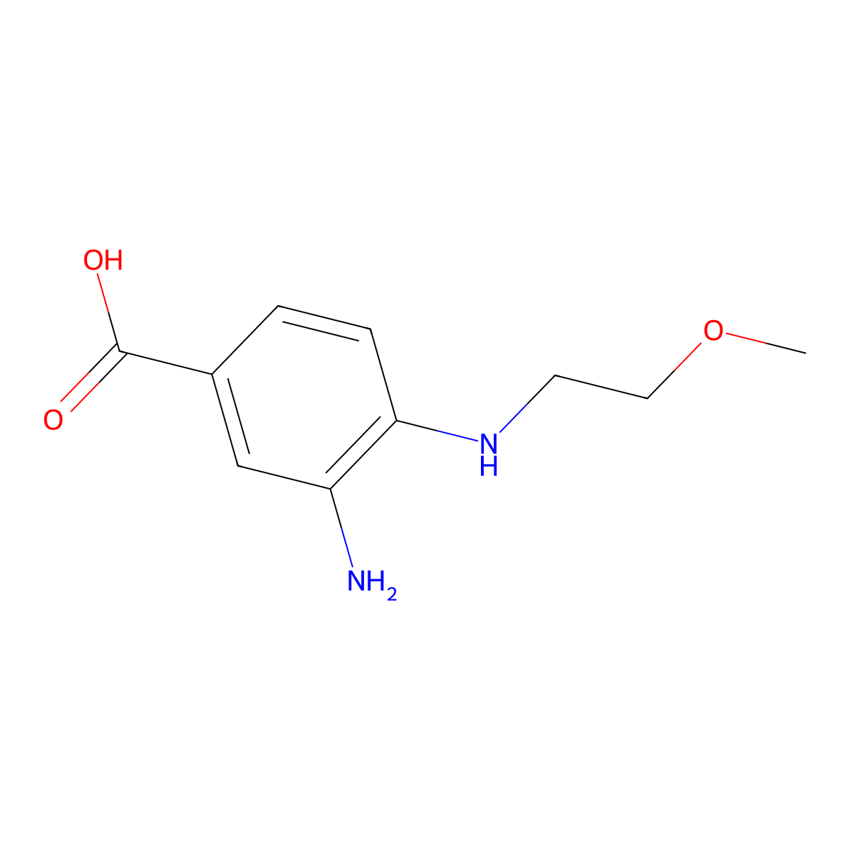 3-Amino-4-[(2-methoxyethyl)amino]benzoic acid molecular structure, CAS 284672-81-7