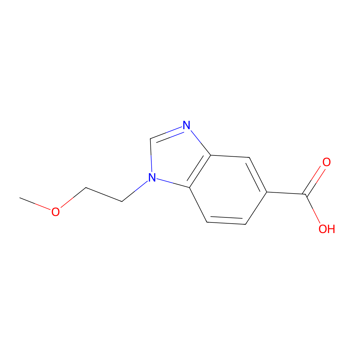 1-(2-Methoxy-ethyl)-1H-benzoimidazole-5-carboxylic acid molecular structure, CAS 284672-82-8