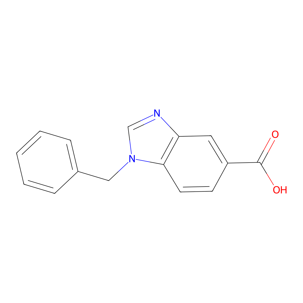 1-benzyl-1H-1,3-benzodiazole-5-carboxylic acid molecular structure, CAS 284673-18-3