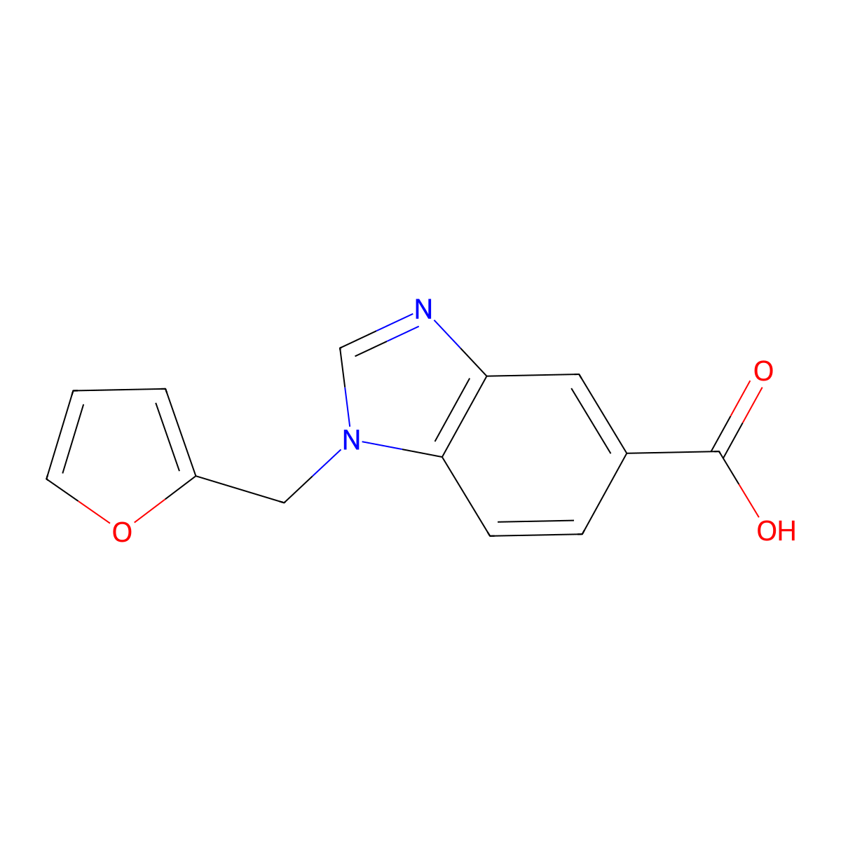 1-(2-furylmethyl)-1H-benzimidazole-5-carboxylic acid molecular structure, CAS 284673-20-7
