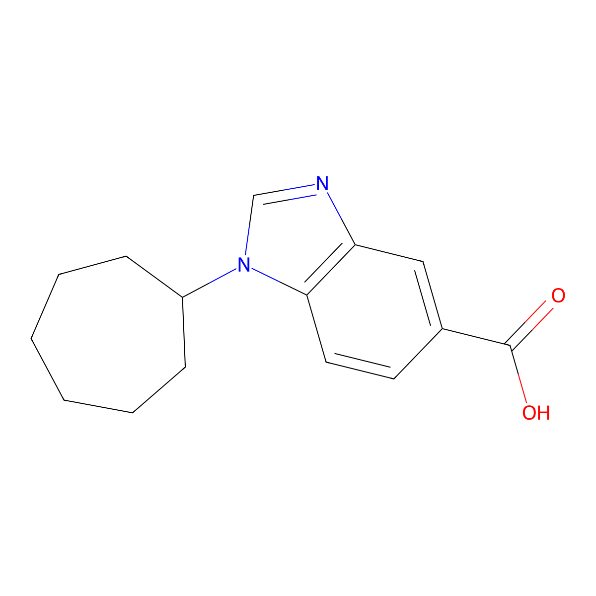 1-cycloheptyl-1H-benzimidazole-5-carboxylic acid molecular structure, CAS 284673-23-0