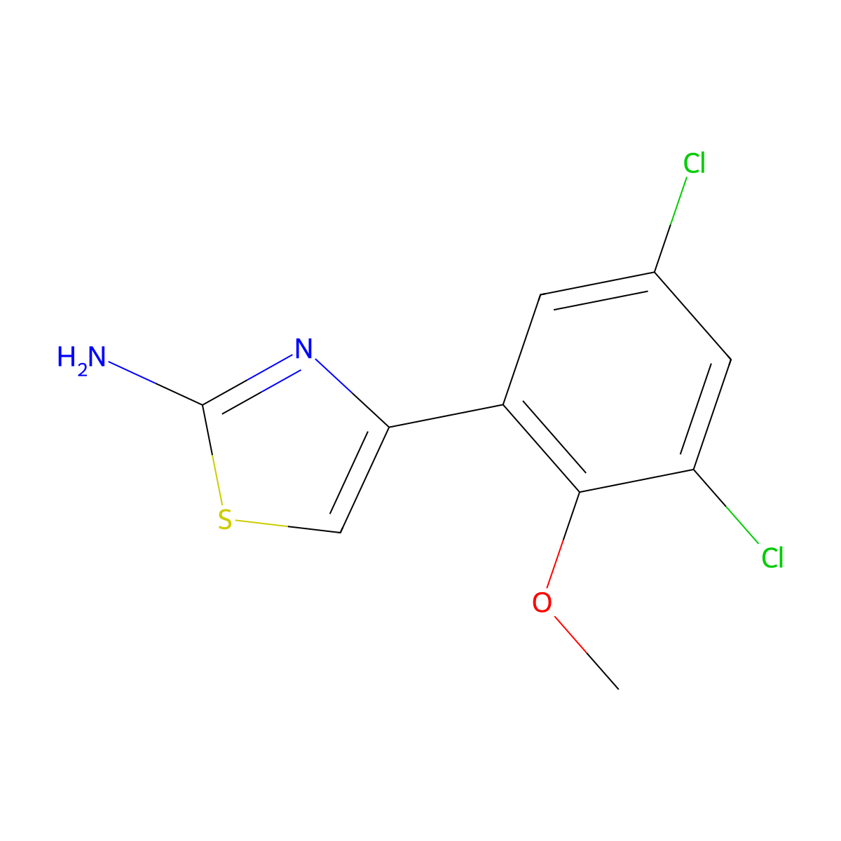 4-(3,5-Dichloro-2-methoxyphenyl)-1,3-thiazol-2-amine molecular structure, CAS 284673-69-4