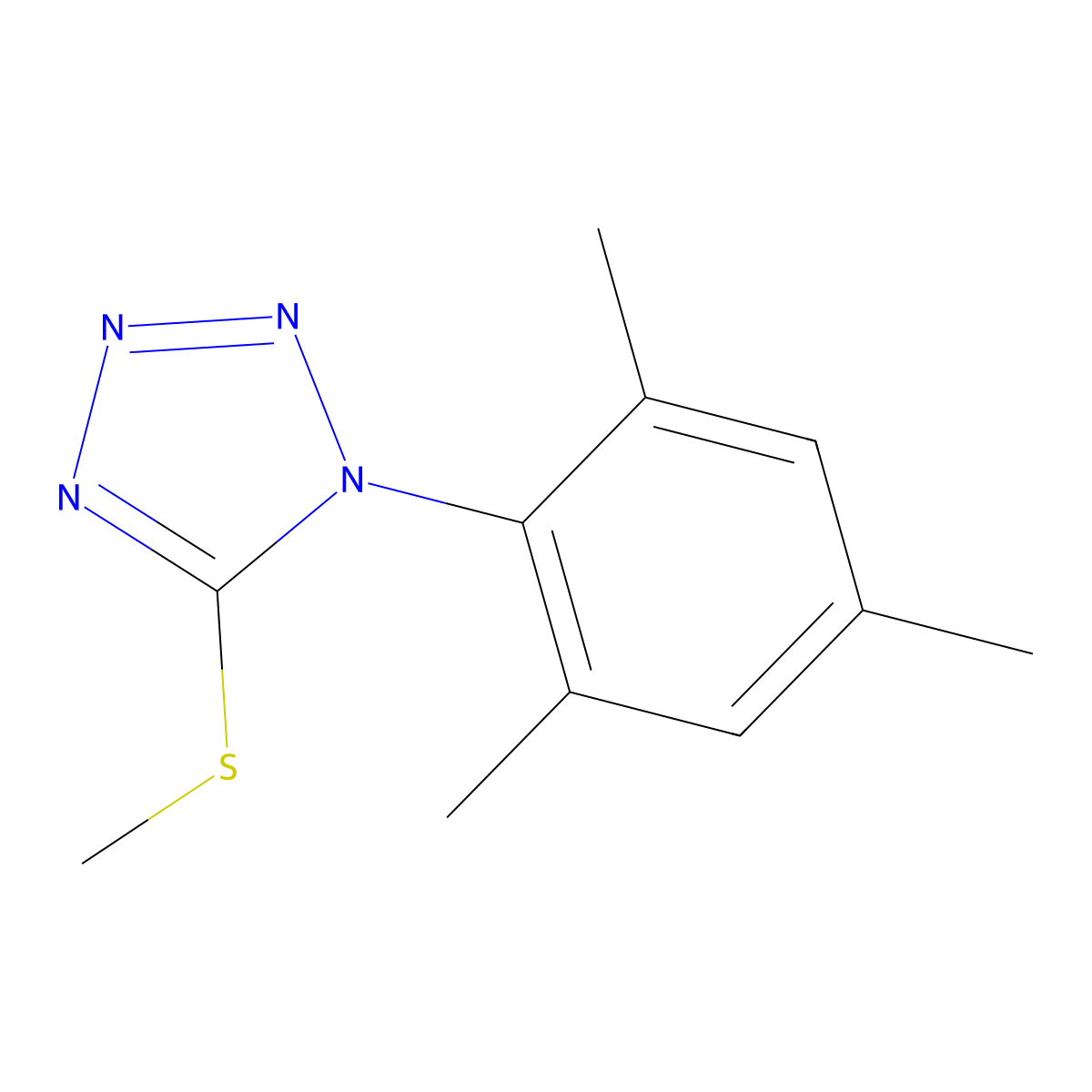 1-Mesityl-5-(methylthio)-1H-tetrazole molecular structure, CAS 284674-02-8