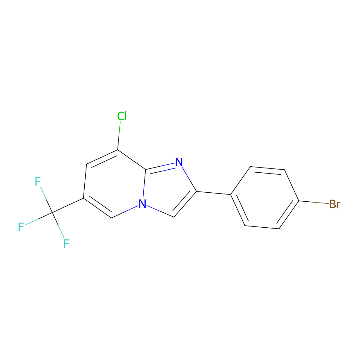 2-(4-Bromophenyl)-8-chloro-6-(trifluoromethyl)imidazo[1,2-a]pyridine molecular structure, CAS 284674-73-3