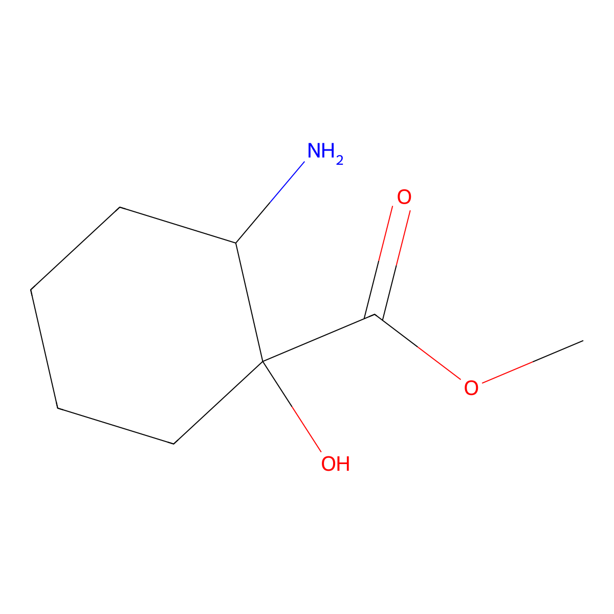 rac-methyl (1R,2R)-2-amino-1-hydroxycyclohexane-1-carboxylate molecular structure, CAS 284684-20-4