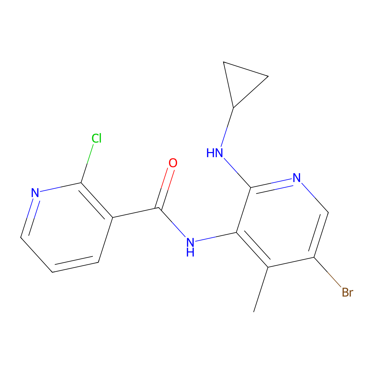 N-[5-Bromo-2-(cyclopropylamino)-4-methyl-3-pyridinyl]-2-chloro-3-pyridinecarboxamide molecular structure, CAS 284686-20-0