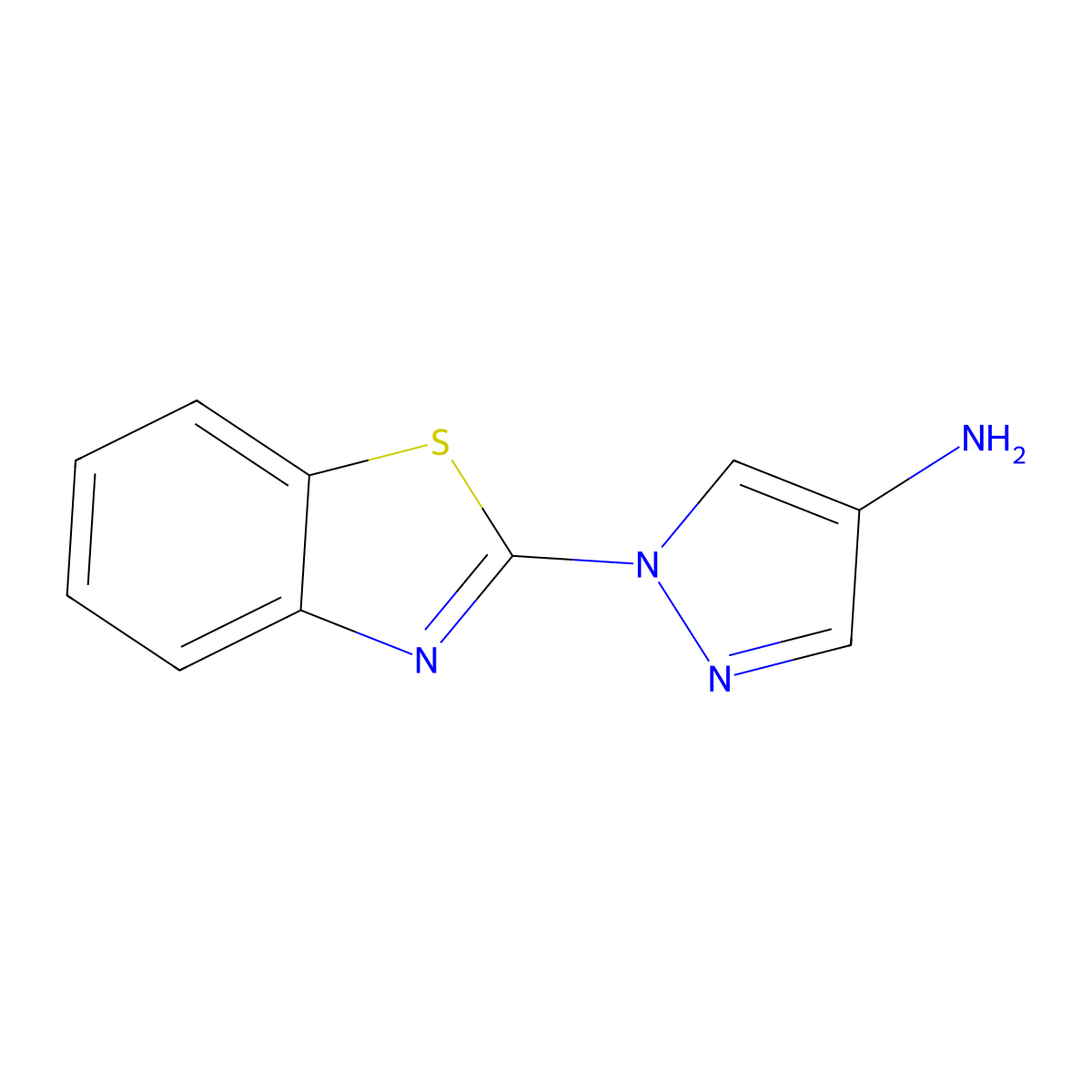 Benzothiazole, 2-(4-aminopyrazol-1-yl)- molecular structure, CAS 28469-10-5