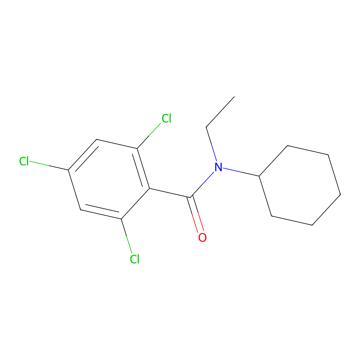 2,4,6-Trichloro-N-cyclohexyl-N-ethylbenzamide molecular structure, CAS 2847605-05-2