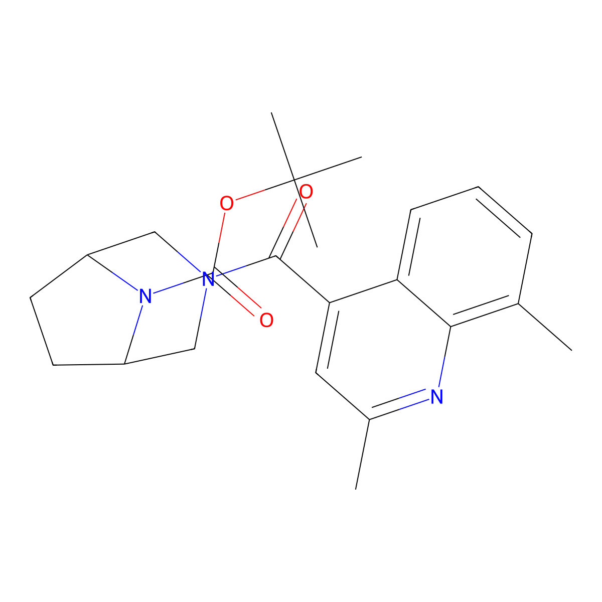 1,1-Dimethylethyl 3-[(2,8-dimethyl-4-quinolinyl)carbonyl]-3,8-diazabicyclo[3.2.1]octane-8-carboxylate molecular structure, CAS 2847606-56-6