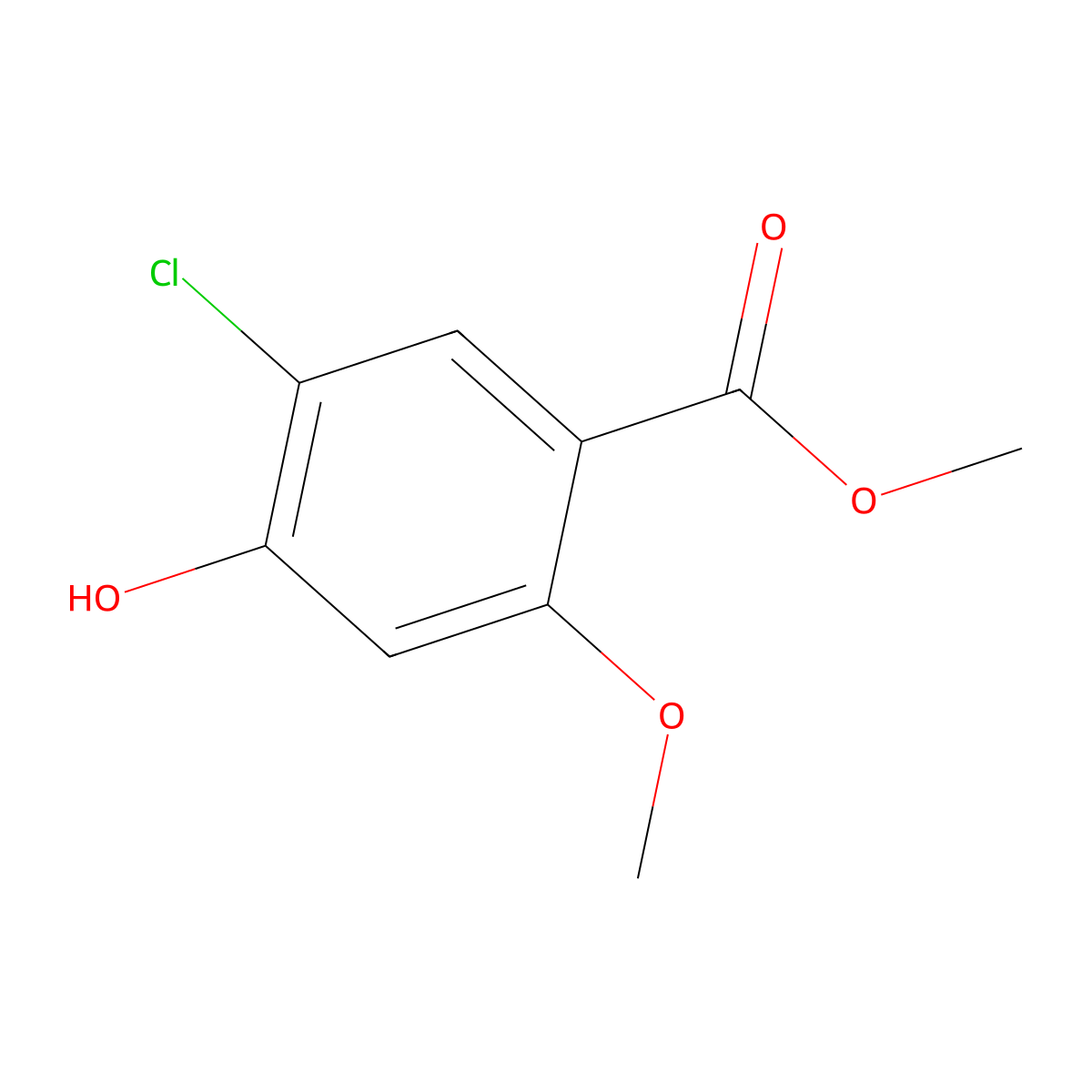 Benzoic acid, 5-chloro-4-hydroxy-2-methoxy-, methyl ester molecular structure, CAS 28478-47-9