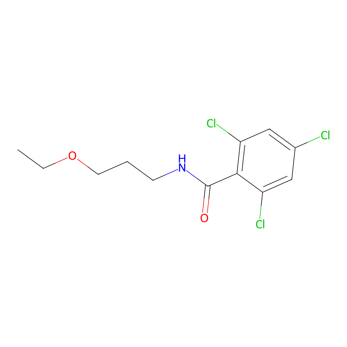 2,4,6-Trichloro-N-(3-ethoxypropyl)benzamide molecular structure, CAS 2848235-17-4