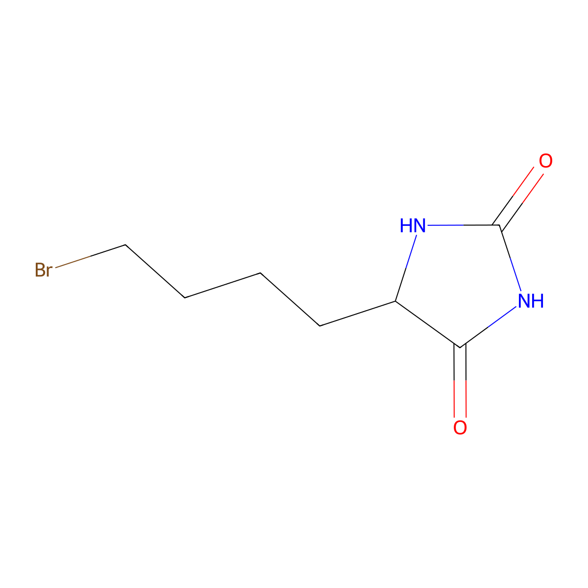 2,4-Imidazolidinedione, 5-(4-bromobutyl)- molecular structure, CAS 28484-49-3