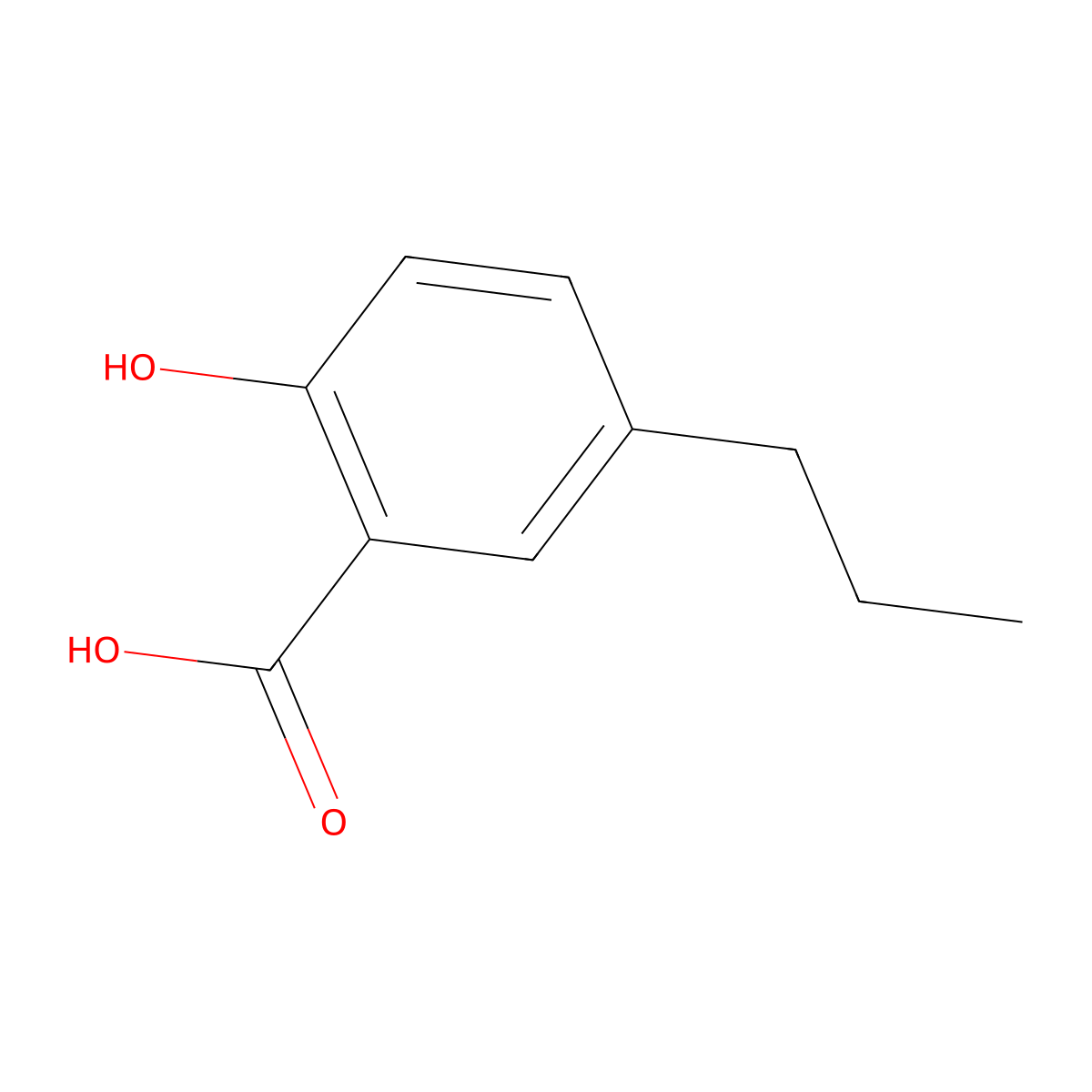 2-Hydroxy-5-propylbenzoic acid molecular structure, CAS 28488-44-0