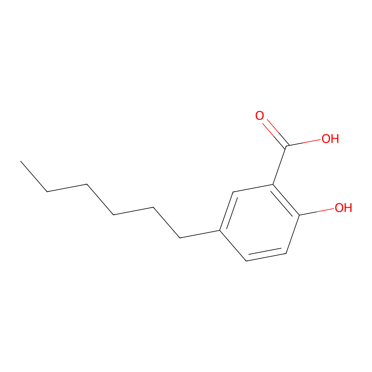 Benzoic acid, 5-hexyl-2-hydroxy- molecular structure, CAS 28488-47-3