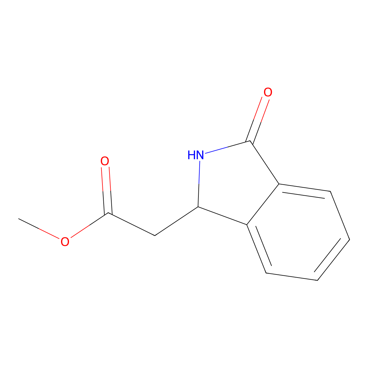 (3-Oxo-2,3-dihydro-1H-isoindol-1-yl)-acetic acid methyl ester molecular structure, CAS 28488-99-5