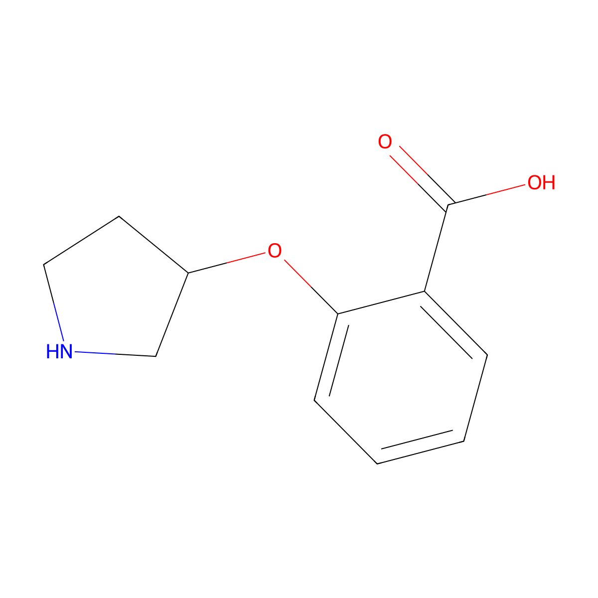 2-(Pyrrolidin-3-yloxy)benzoic acid molecular structure, CAS 28490-63-3