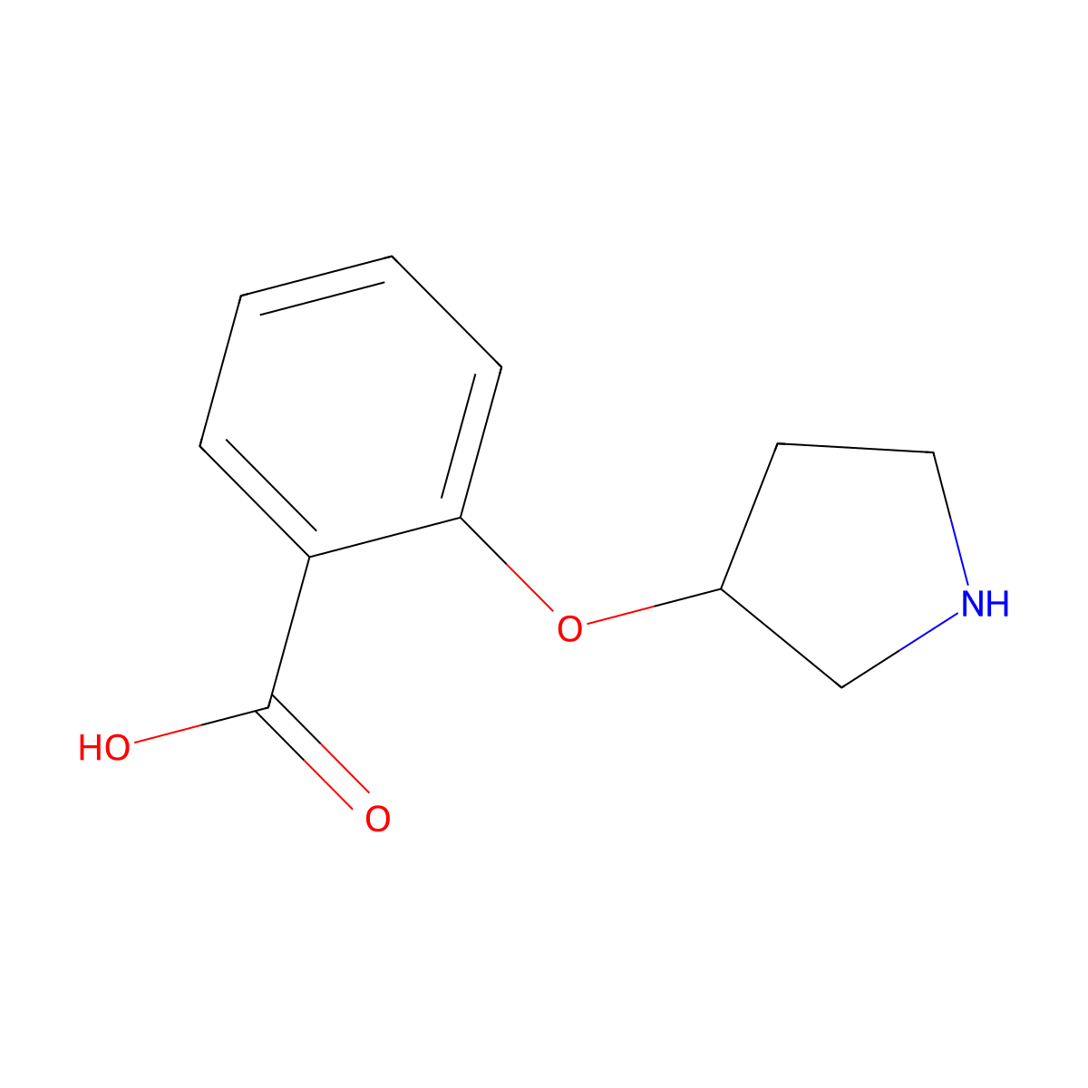 2-(Pyrrolidin-3-yloxy)benzoic acid molecular structure, CAS 28490-63-3