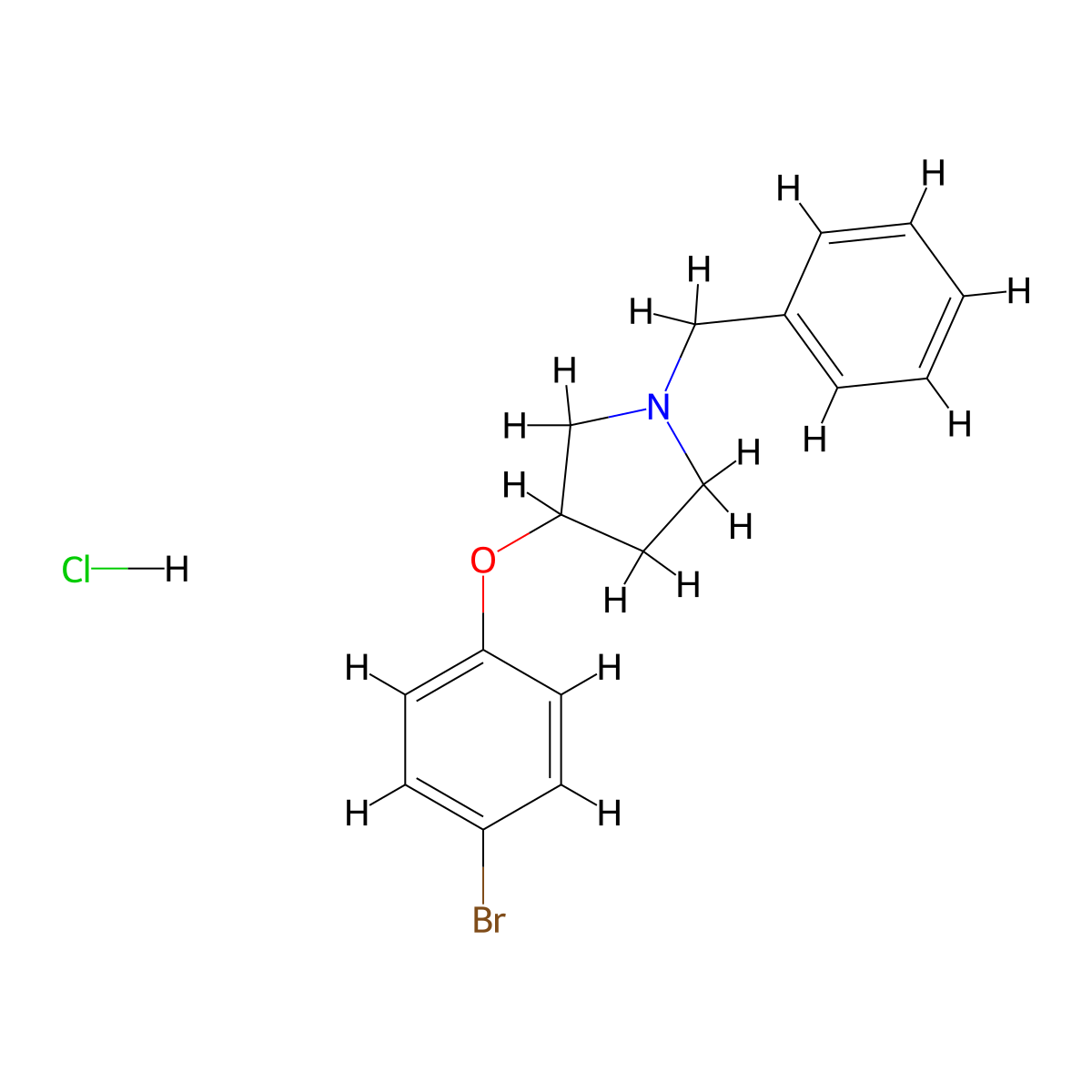 1-Benzyl-3-(4-bromophenoxy)pyrrolidine hydrochloride molecular structure, CAS 28490-95-1