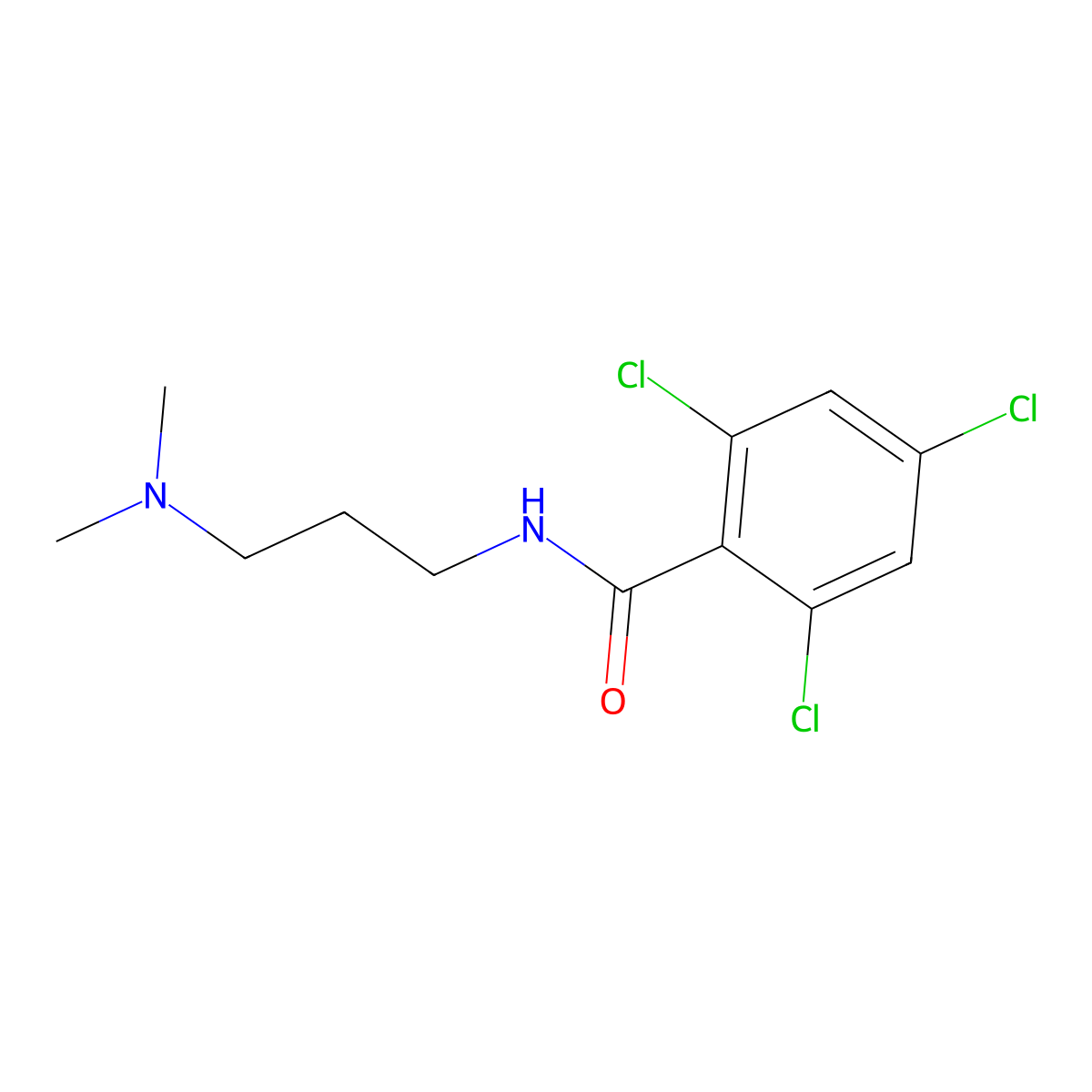 2,4,6-Trichloro-N-[3-(dimethylamino)propyl]benzamide molecular structure, CAS 2849038-77-1