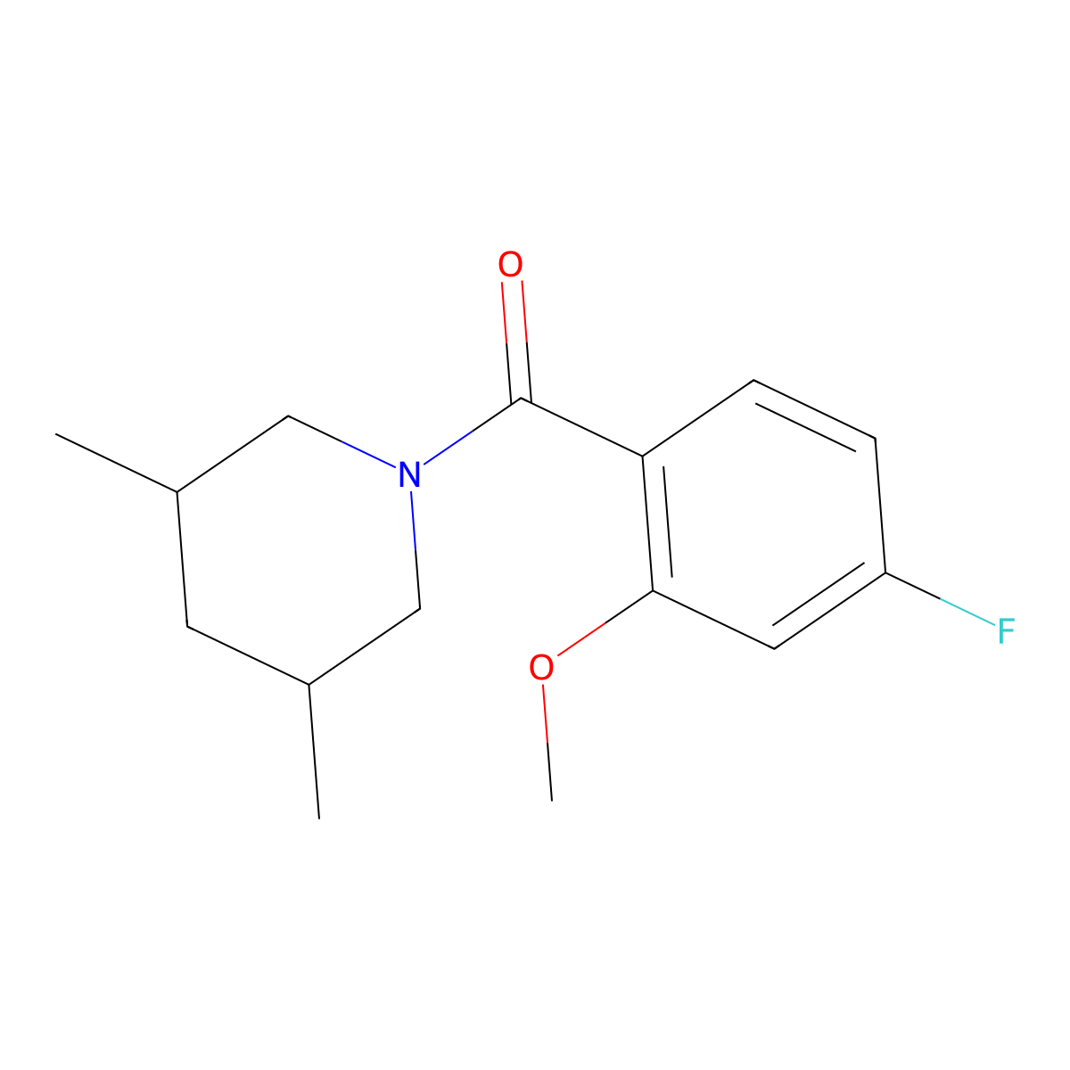 (3,5-Dimethyl-1-piperidinyl)(4-fluoro-2-methoxyphenyl)methanone molecular structure, CAS 2849279-65-6