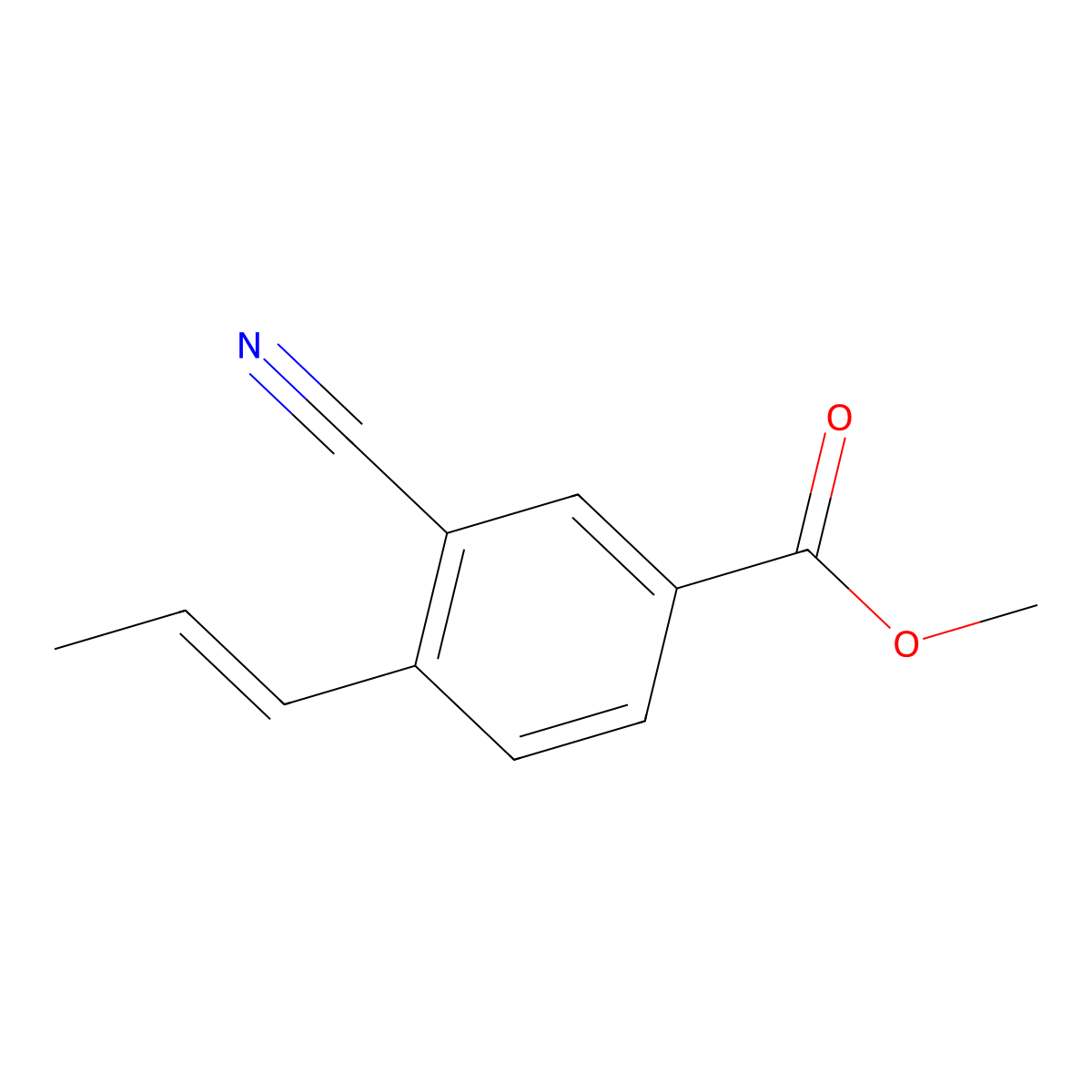 Methyl (E)-3-cyano-4-(prop-1-en-1-yl)benzoate molecular structure, CAS 2849335-94-8