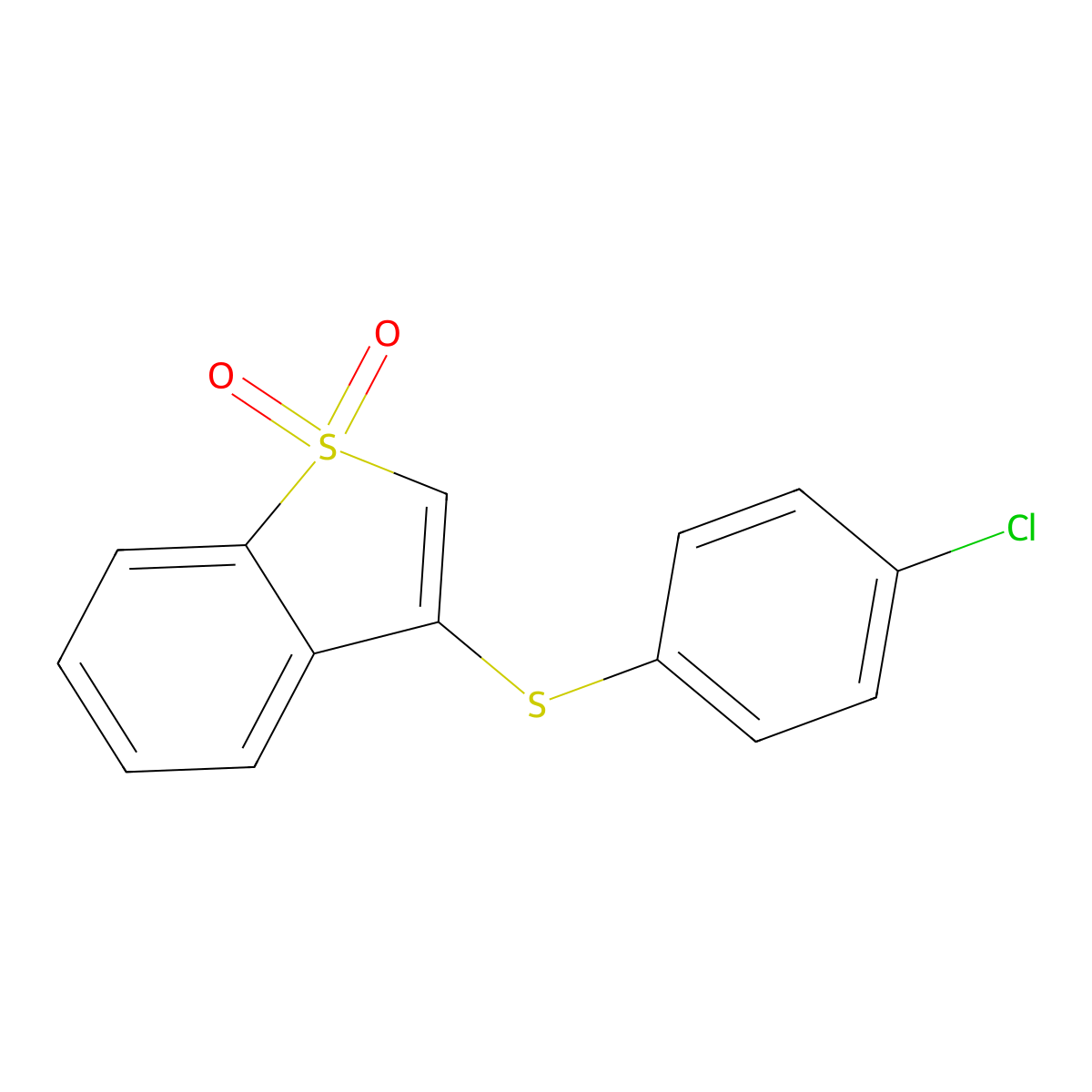3-(4-Chlorophenyl)sulfanyl-1-benzothiophene 1,1-dioxide molecular structure, CAS 28494-45-3