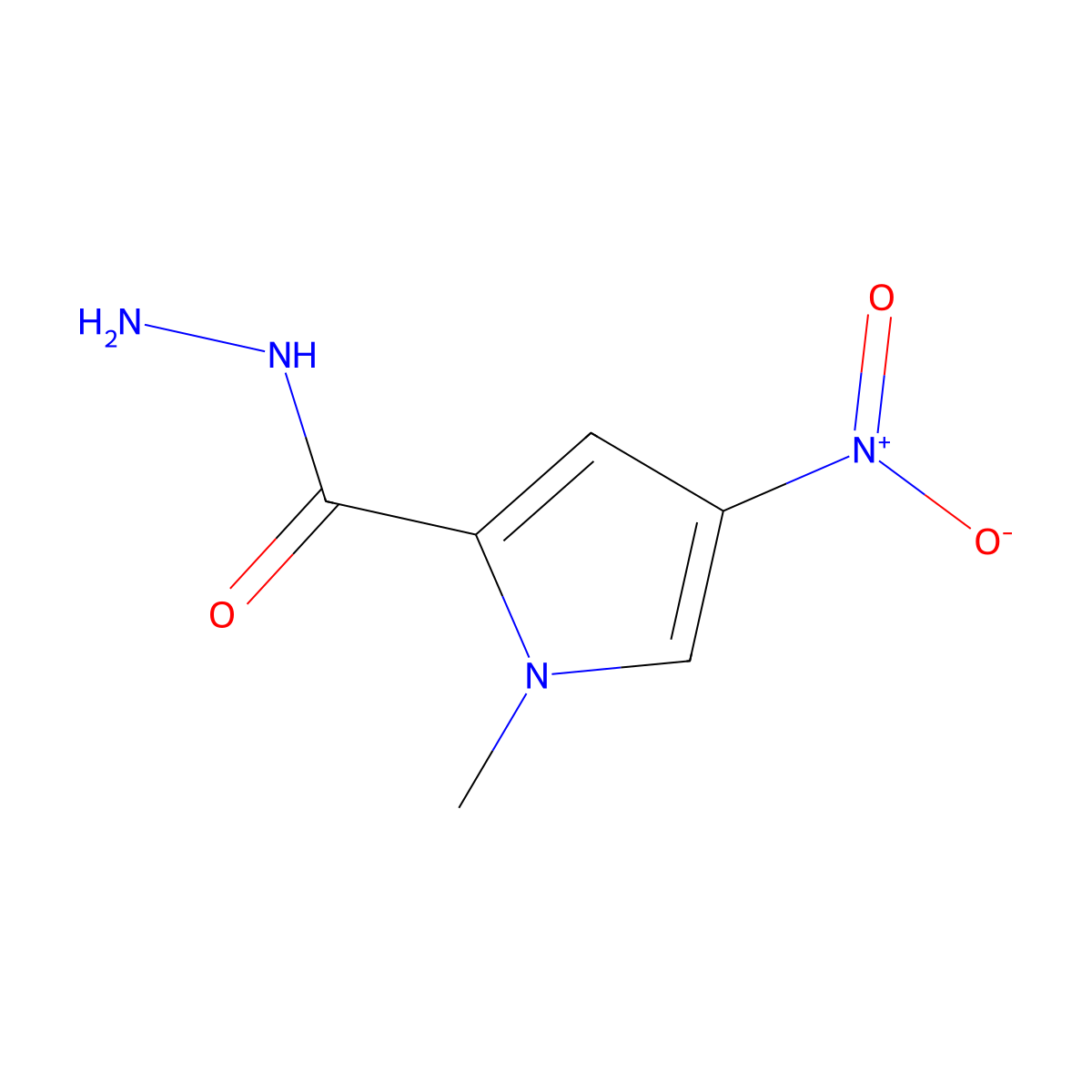 1-methyl-4-nitro-1H-pyrrole-2-carbohydrazide molecular structure, CAS 28494-50-0