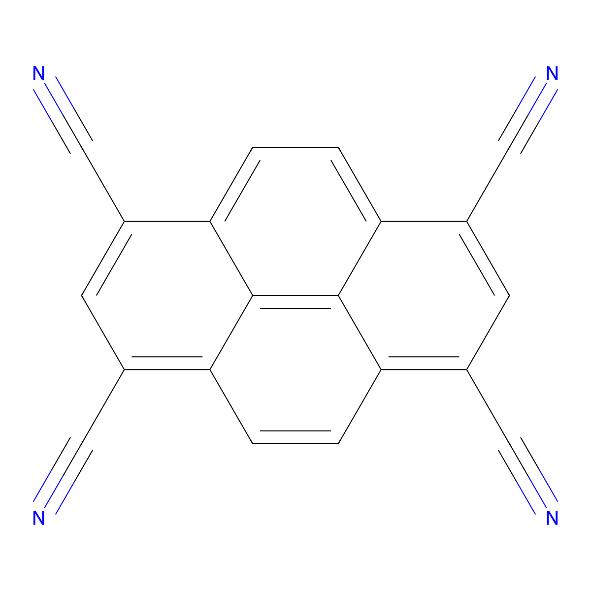 1,3,6,8-Pyrenetetracarbonitrile molecular structure, CAS 28496-11-9
