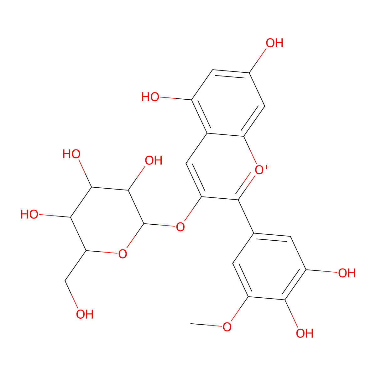 Petunidin 3-galactoside molecular structure, CAS 28500-02-9