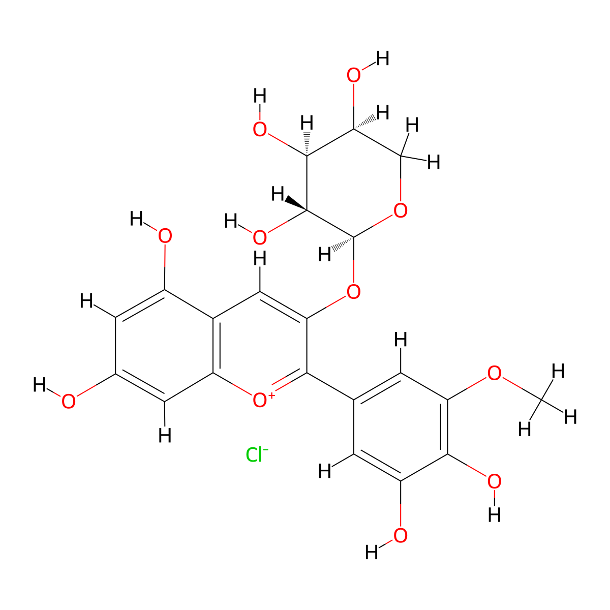 Petunidin 3-arabinoside molecular structure, CAS 28500-03-0
