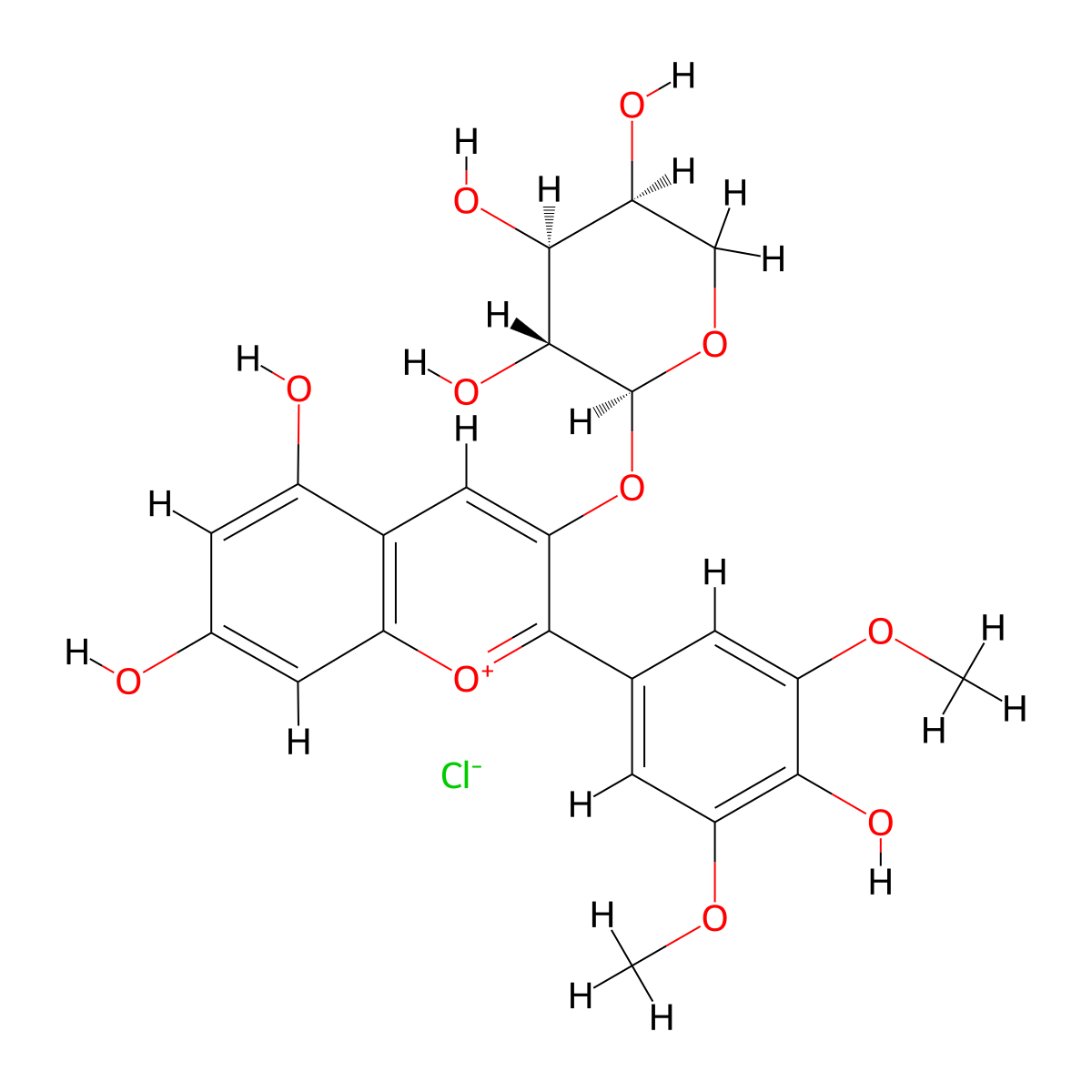 Malvidin 3-arabinoside molecular structure, CAS 28500-04-1