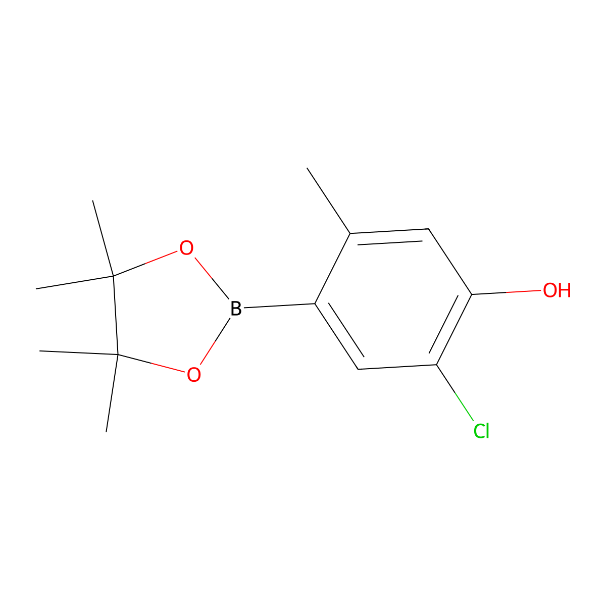 2-Chloro-5-methyl-4-(4,4,5,5-tetramethyl-1,3,2-dioxaborolan-2-YL)phenol molecular structure, CAS 2850241-90-4