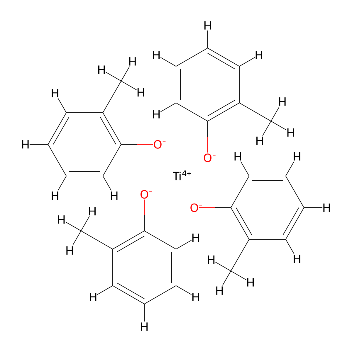 Phenol, methyl-, titanium(4+) salt (4:1) molecular structure, CAS 28503-70-0