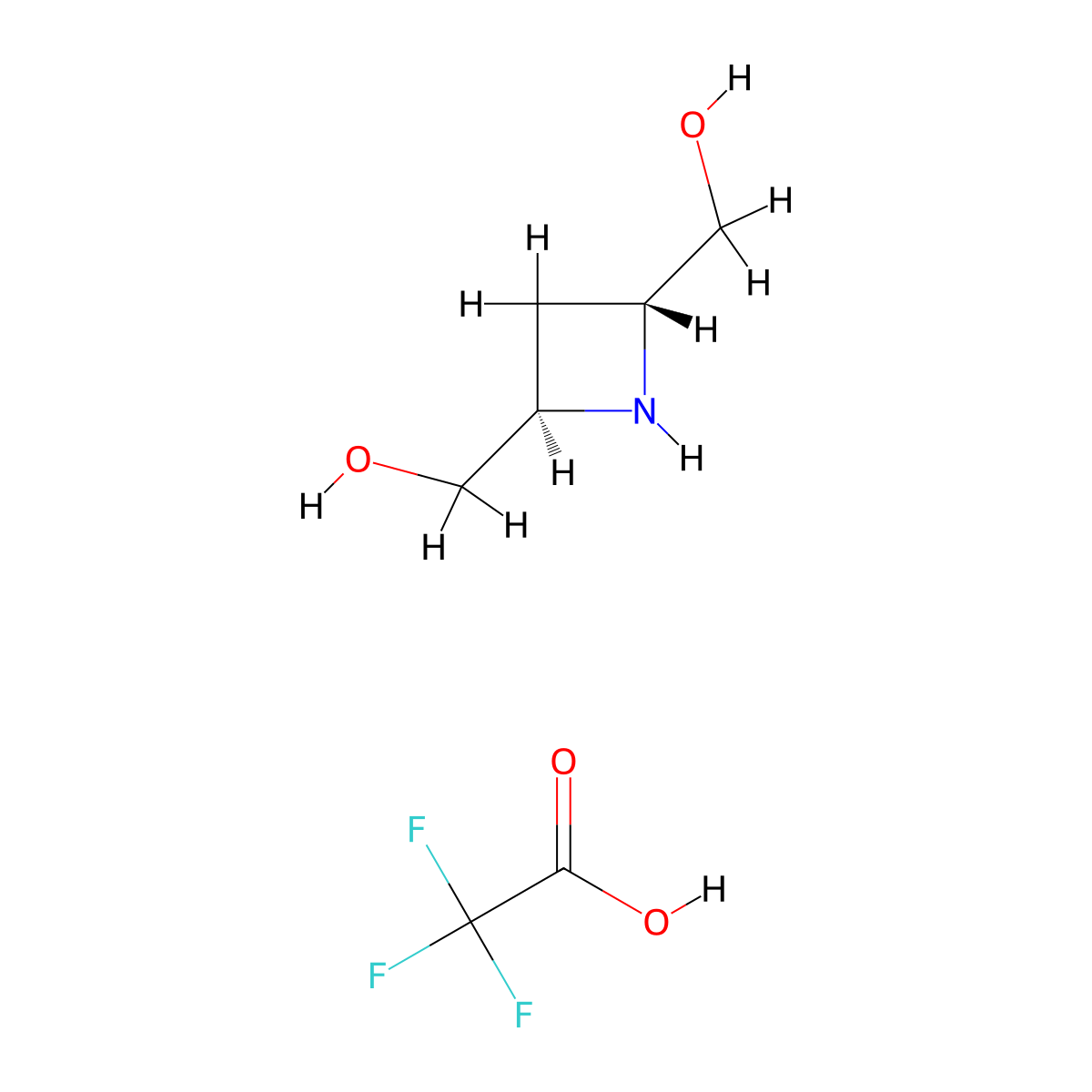 rac-[(2R,4R)-4-(hydroxymethyl)azetidin-2-yl]methanol, trifluoroacetic acid molecular structure, CAS 2850327-21-6