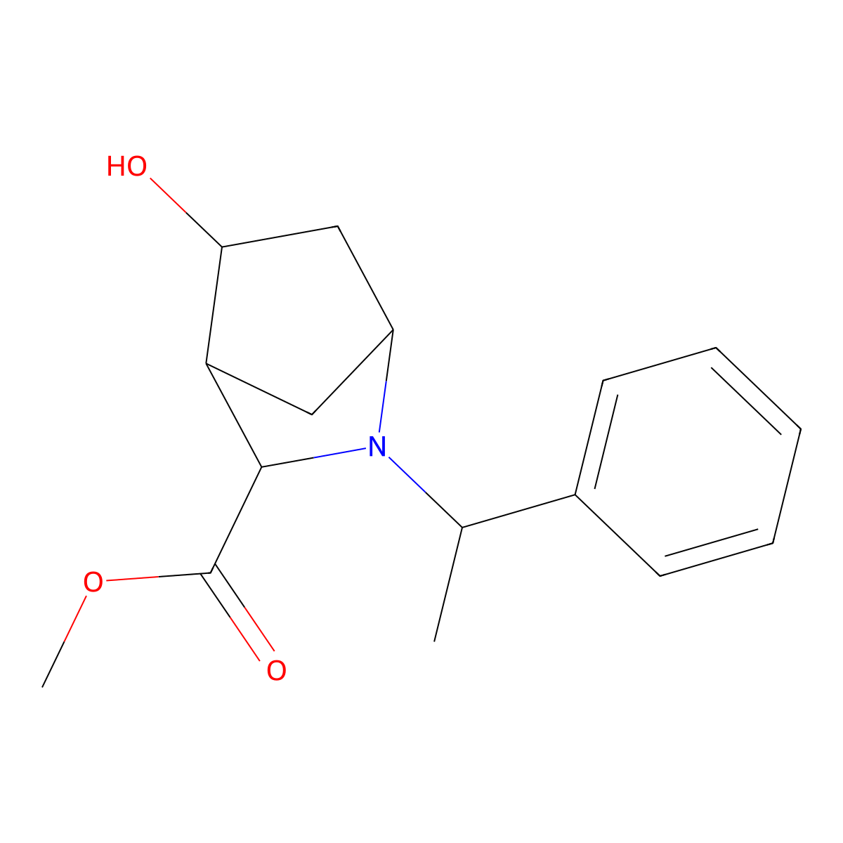 Methyl (1S,3S,4S)-5-hydroxy-2-[(1R)-1-phenylethyl]-2-azabicyclo[2.2.1]heptane-3-carboxylate molecular structure, CAS 2850365-91-0