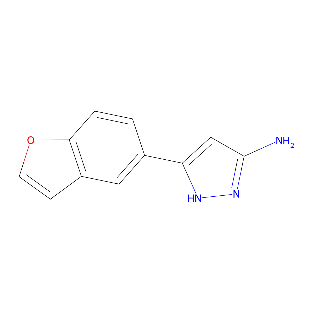 5-(1-benzofuran-5-yl)-1H-pyrazol-3-amine molecular structure, CAS 2850376-37-1