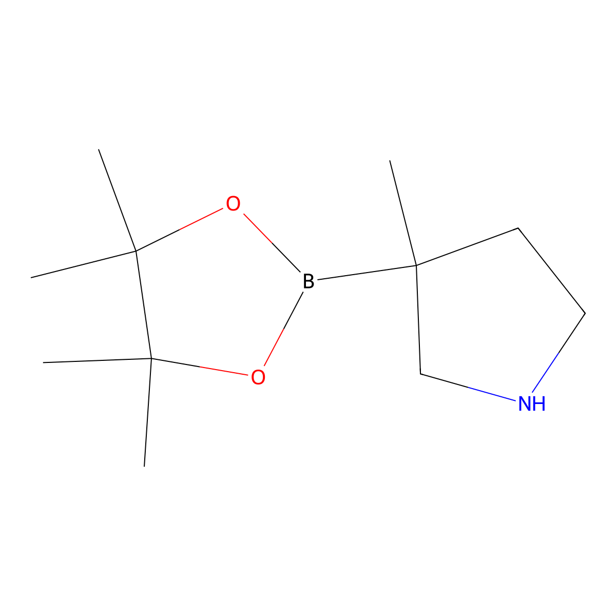3-Methyl-3-(4,4,5,5-tetramethyl-1,3,2-dioxaborolan-2-yl)pyrrolidine molecular structure, CAS 2850381-21-2